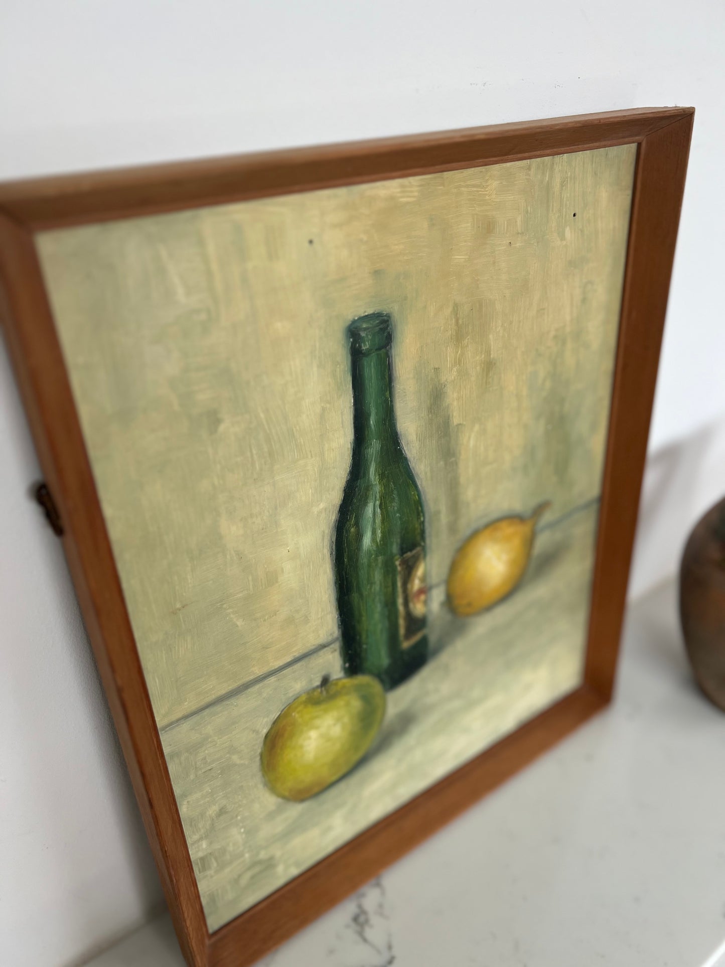 Vintage Mid Century Still Life Acrylic On Board Framed