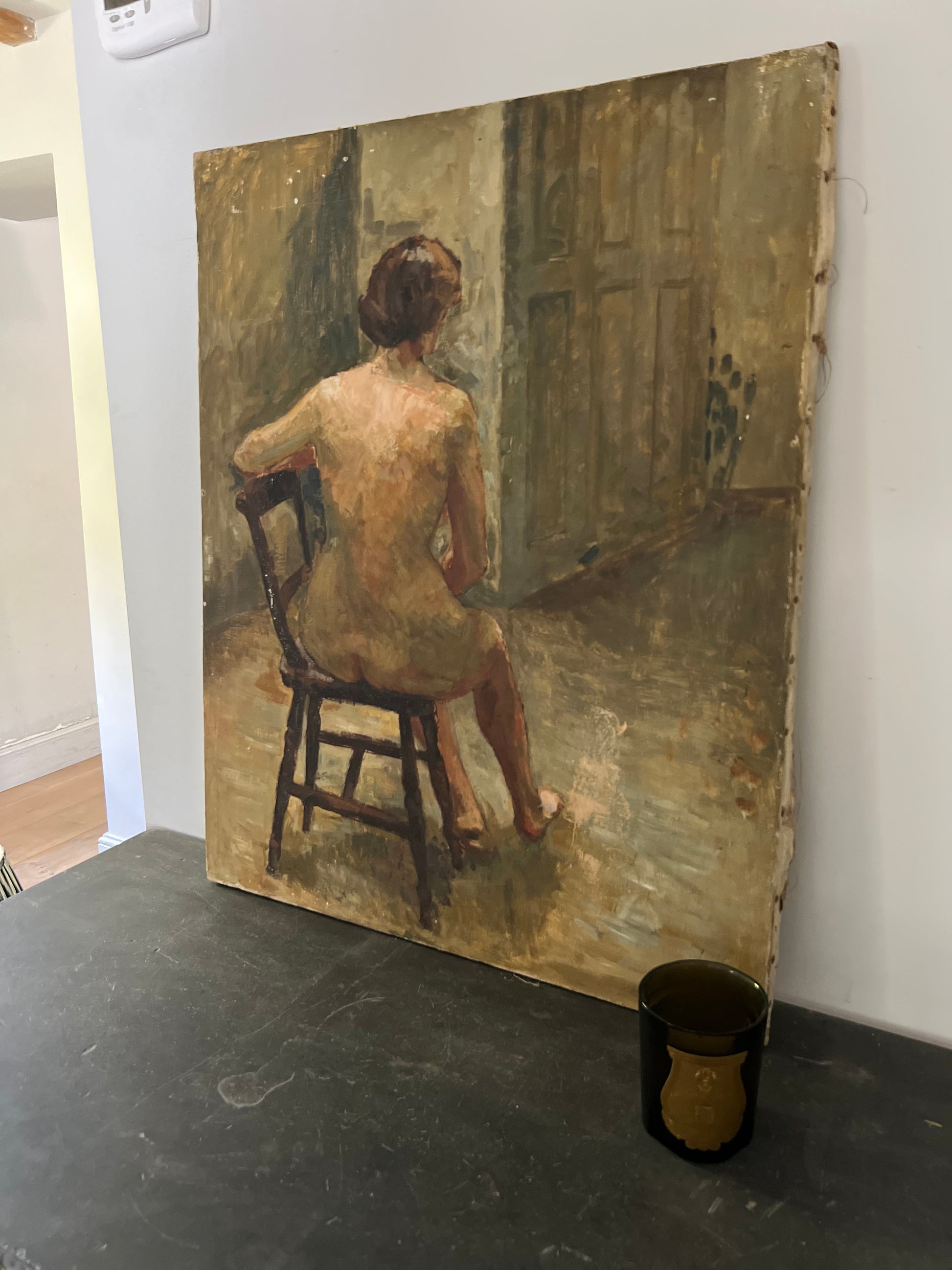 Beautiful Large Mid Century Nude Oil On Canvas