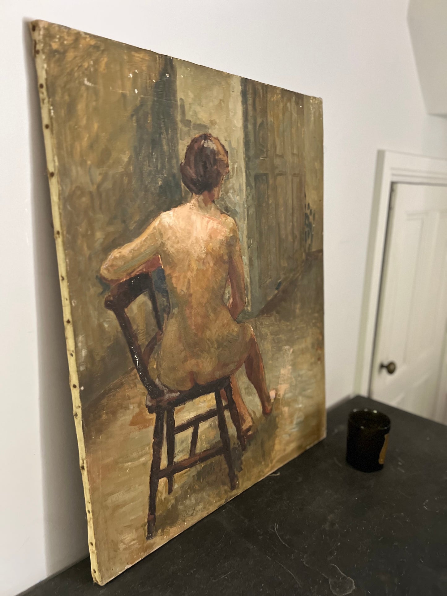 Beautiful Large Mid Century Nude Oil On Canvas