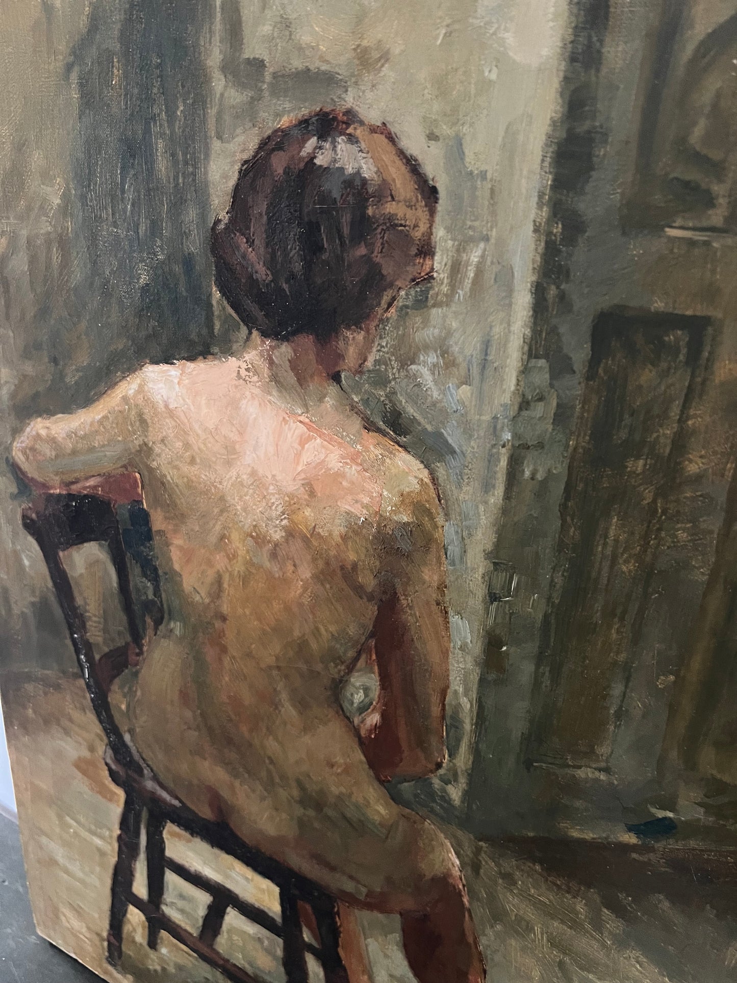 Beautiful Large Mid Century Nude Oil On Canvas