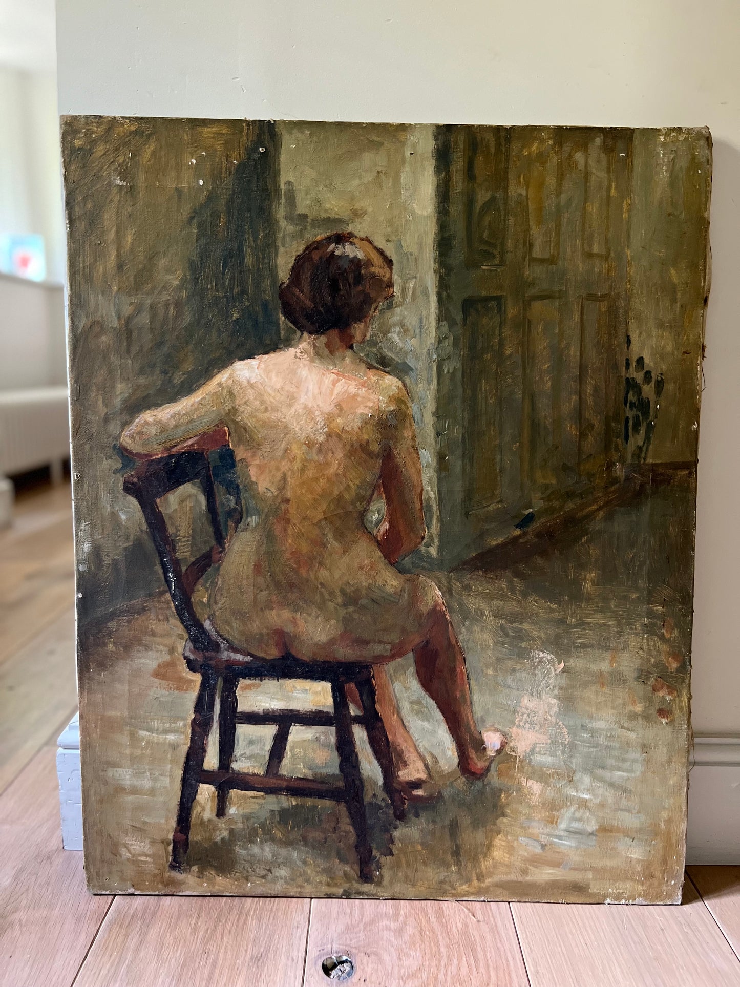 Beautiful Large Mid Century Nude Oil On Canvas