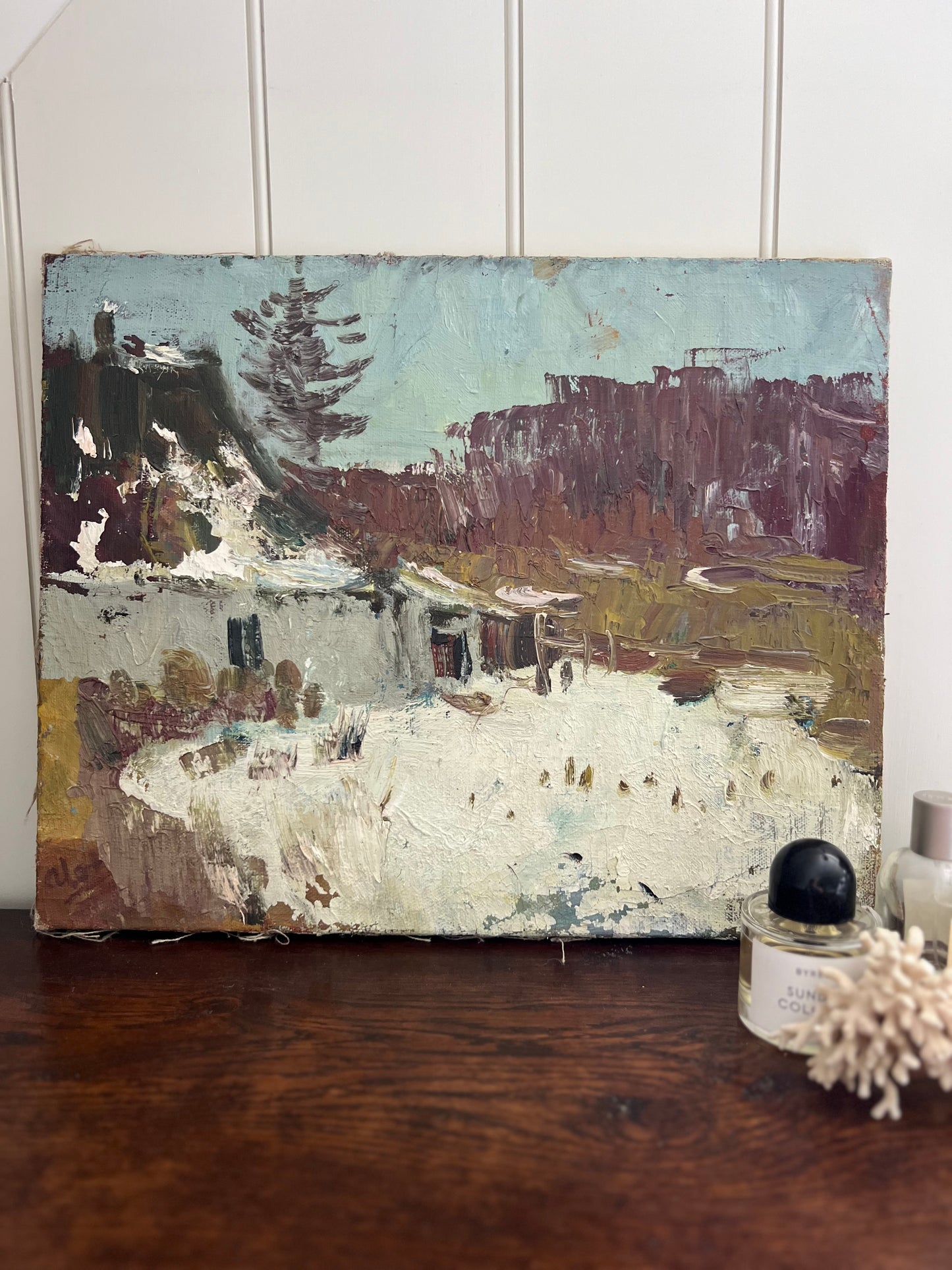 Vintage Expressive Landscape Oil On Canvas