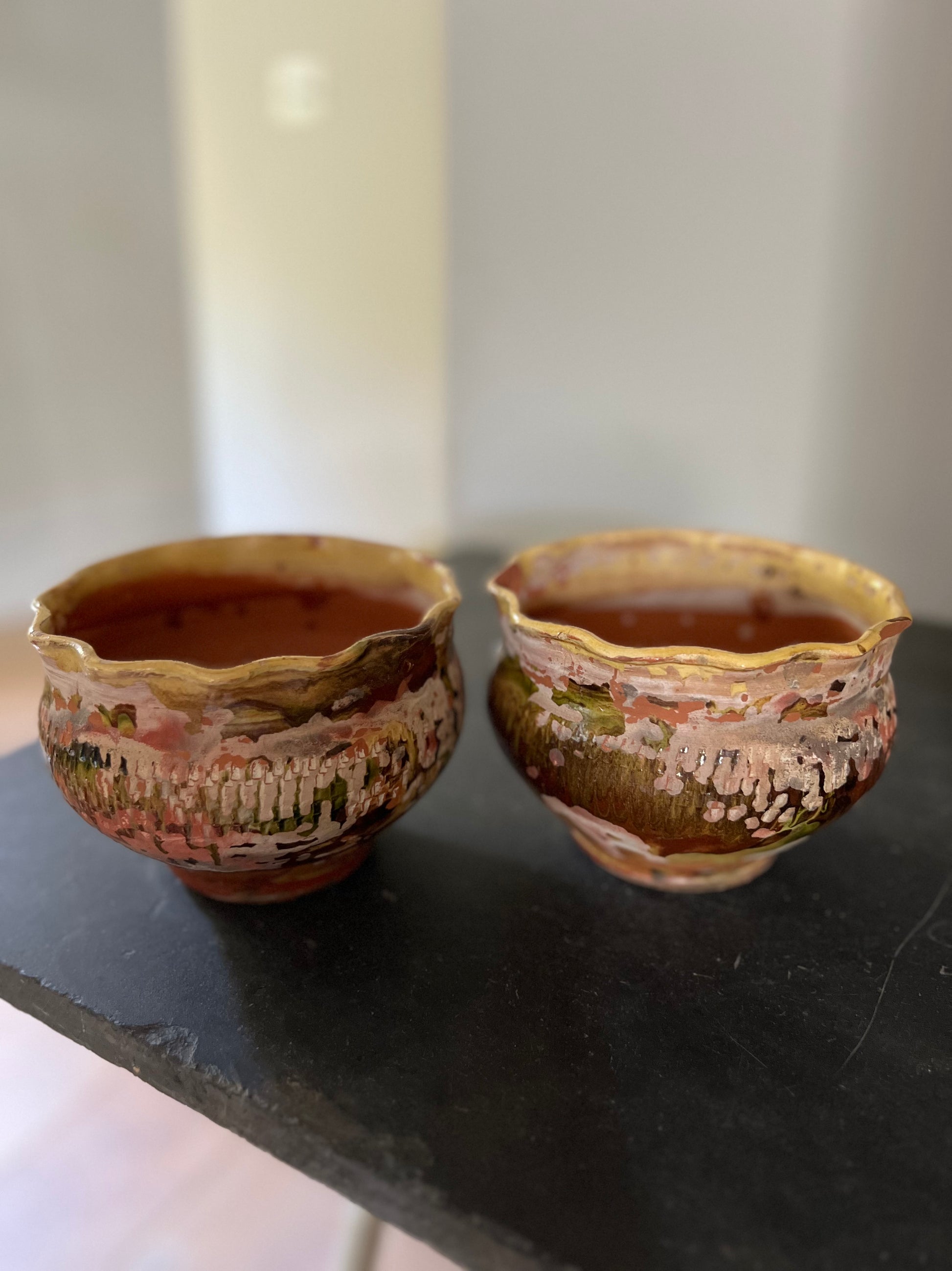 Pair of Vintage Glazed Terracotta Plant Pots