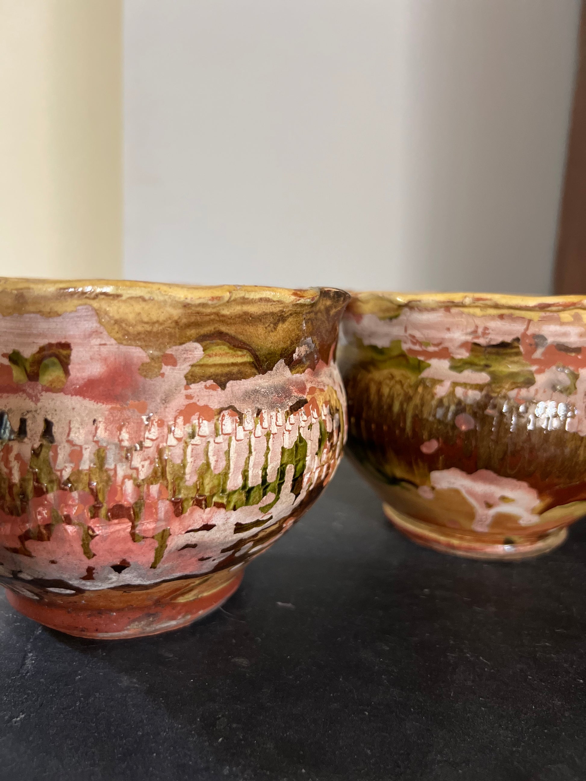 Pair of Vintage Glazed Terracotta Plant Pots