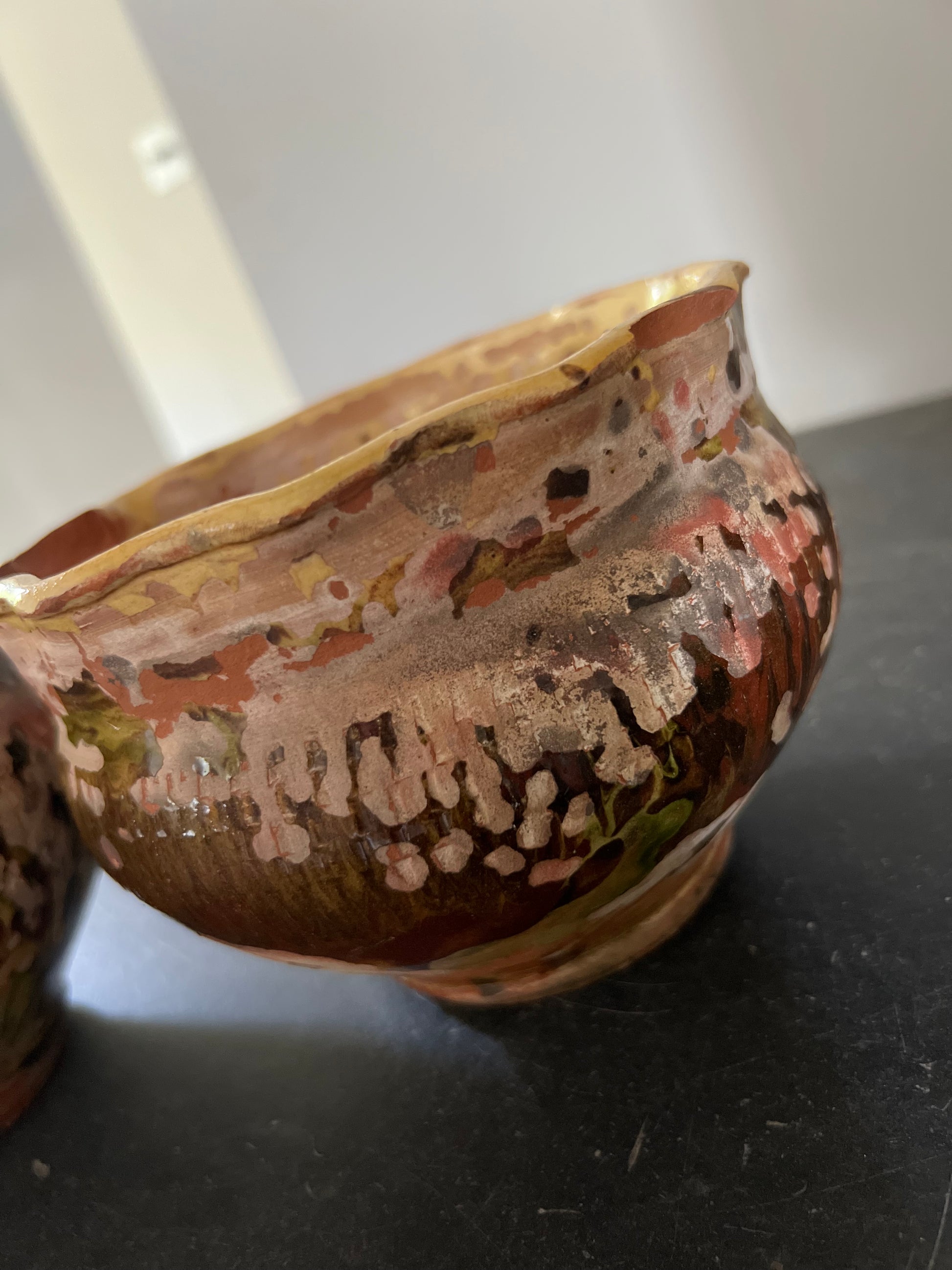 Pair of Vintage Glazed Terracotta Plant Pots