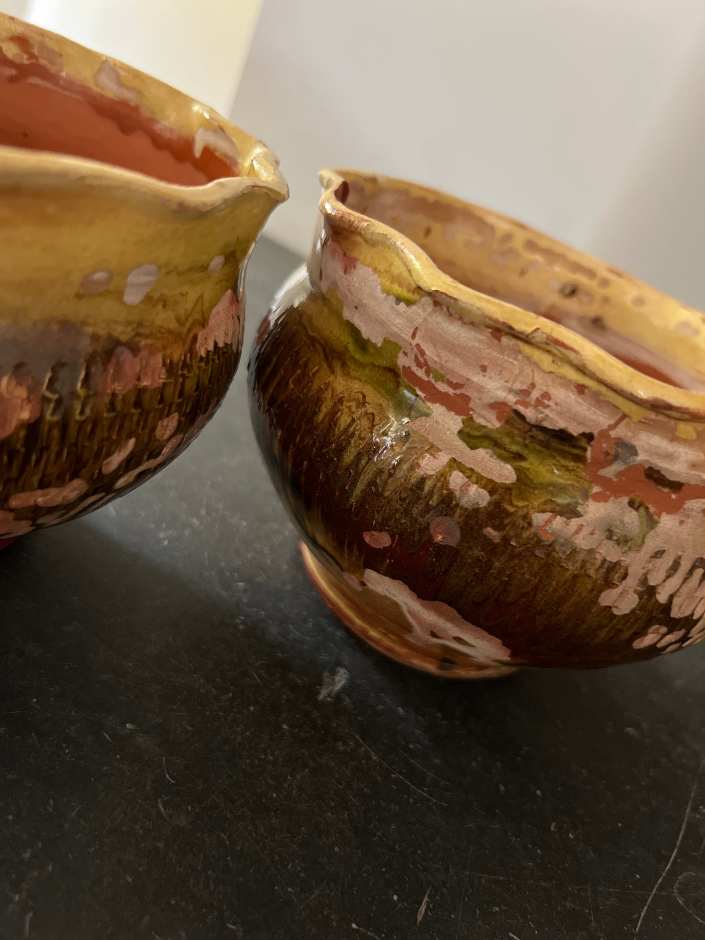 Pair of Vintage Glazed Terracotta Plant Pots