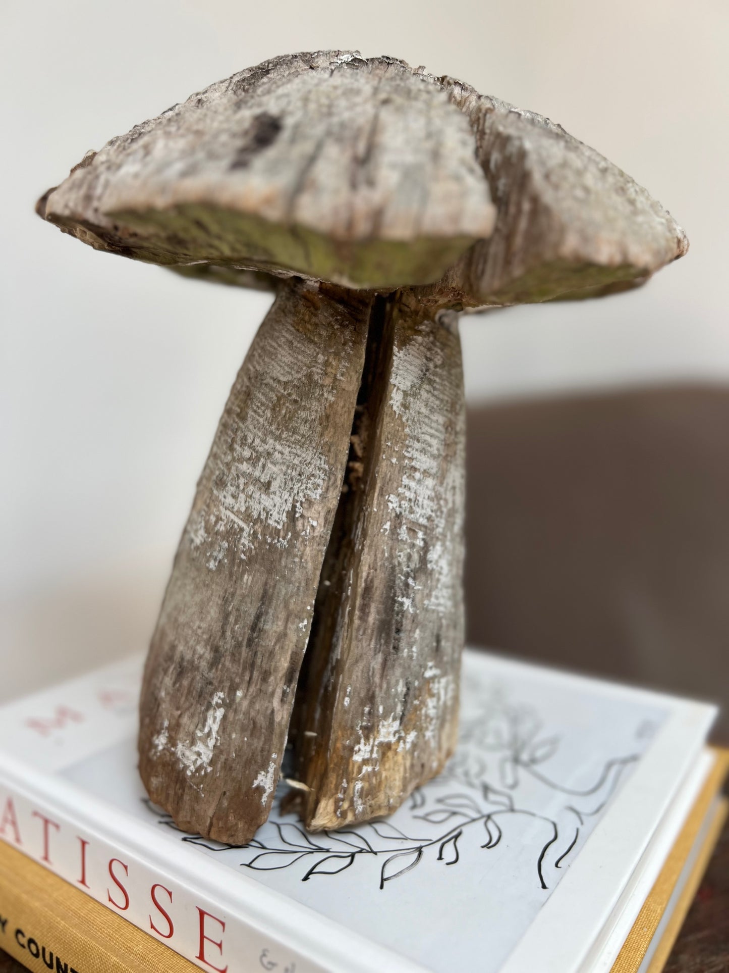 Antique Wooden Carved Mushroom