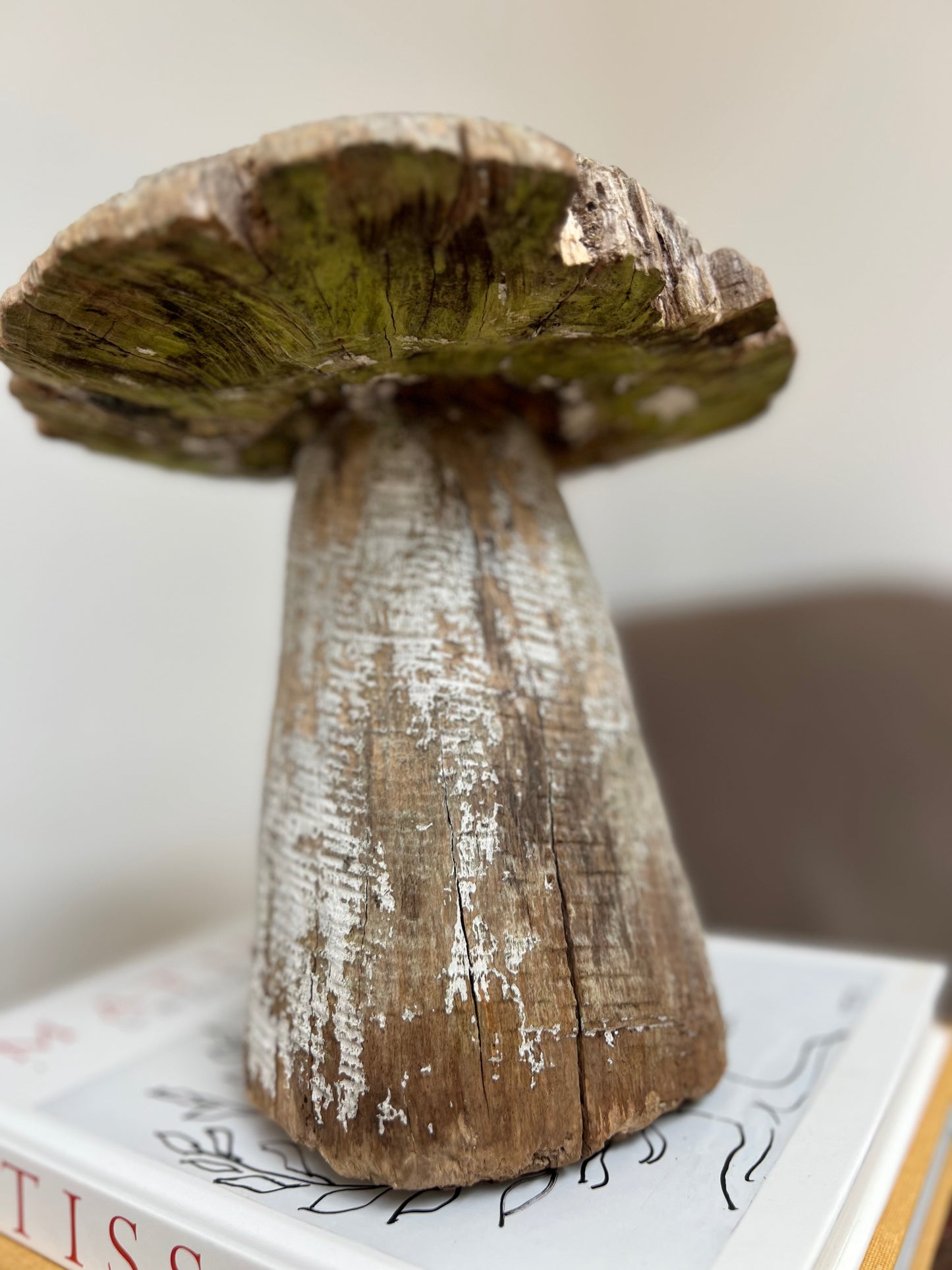 Antique Wooden Carved Mushroom