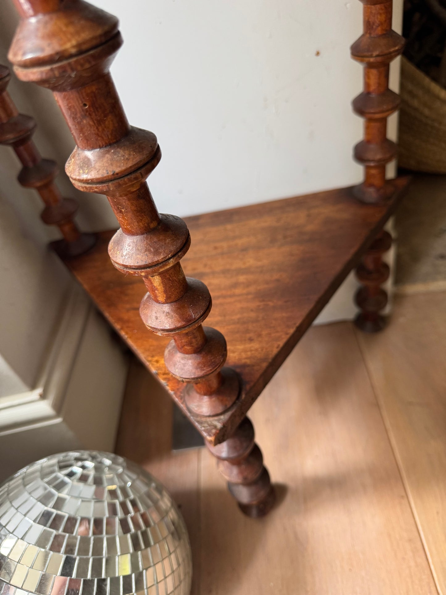 Vintage French Folk Art Bobbin Spool Side Table