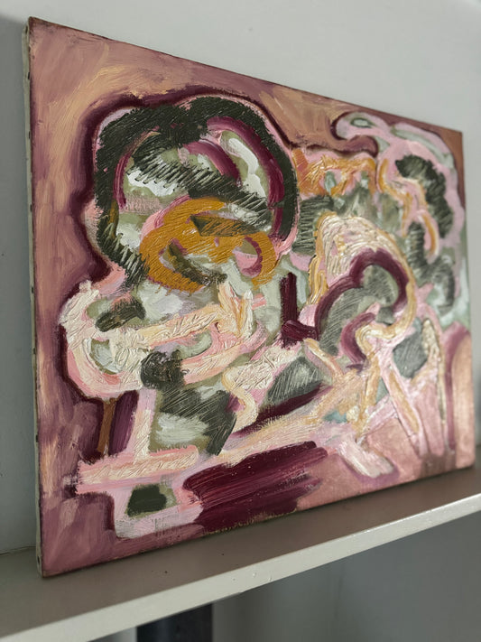 Mid Century Expressive Abstract By G Pelissier Oil On Canvas