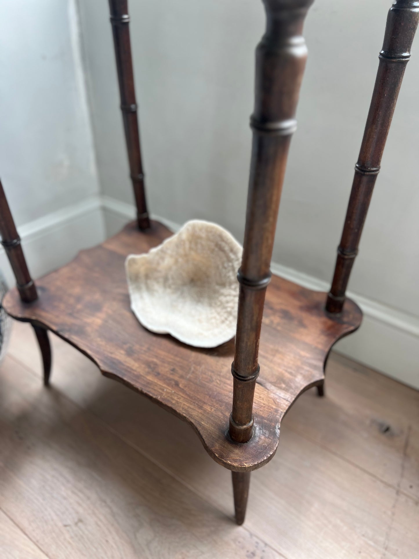 Antique French Faux Bamboo Two Tier Table