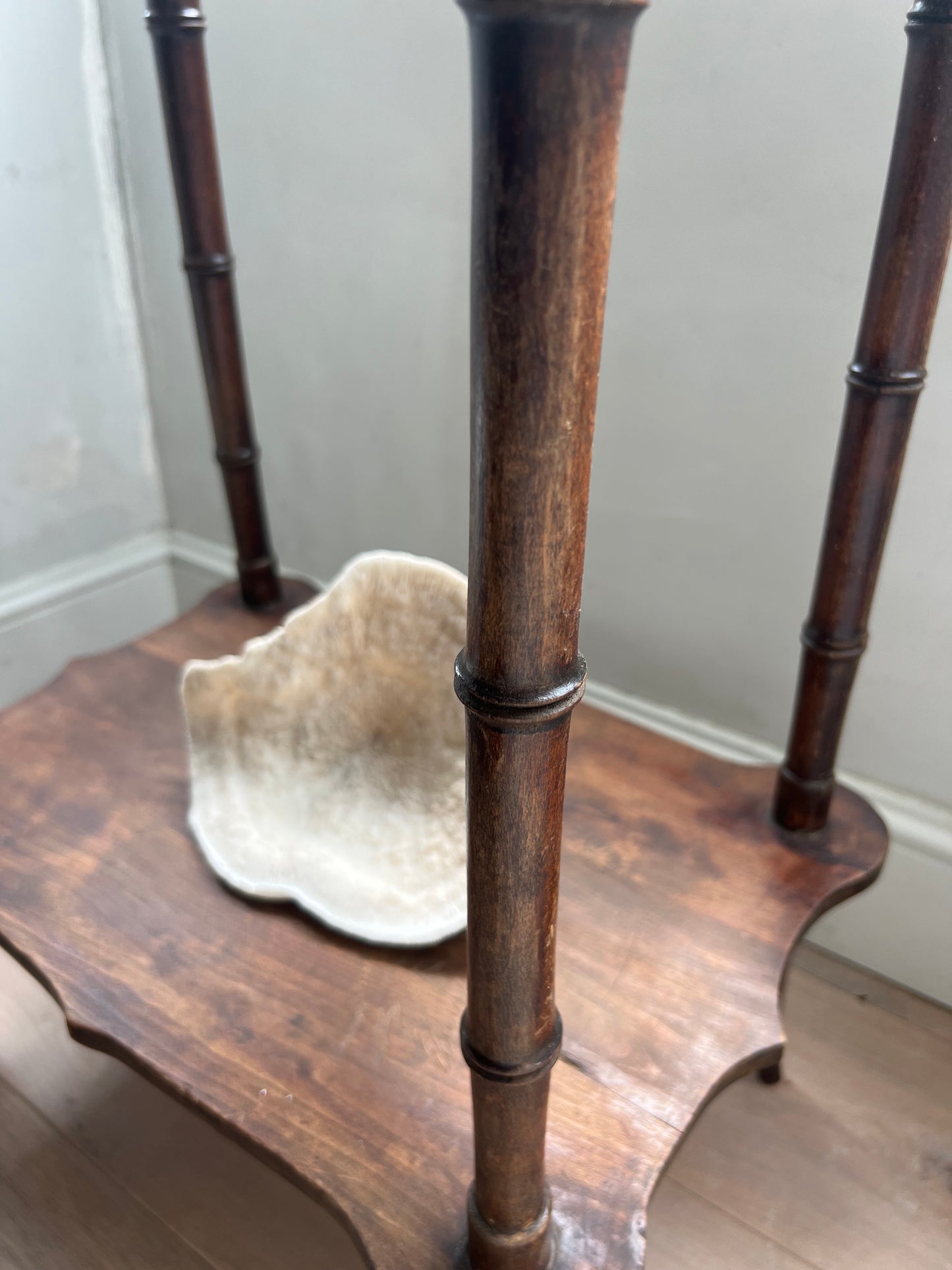 Antique French Faux Bamboo Two Tier Table