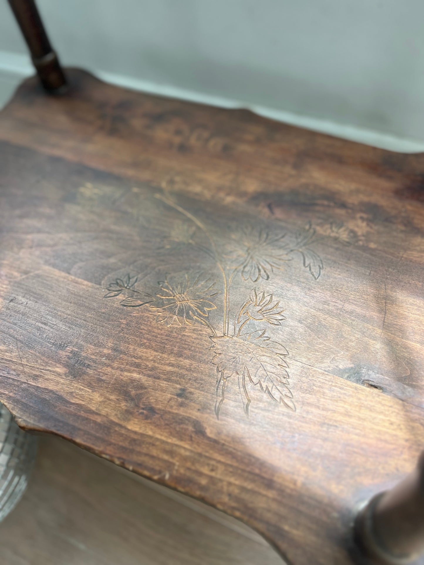 Antique French Faux Bamboo Two Tier Table