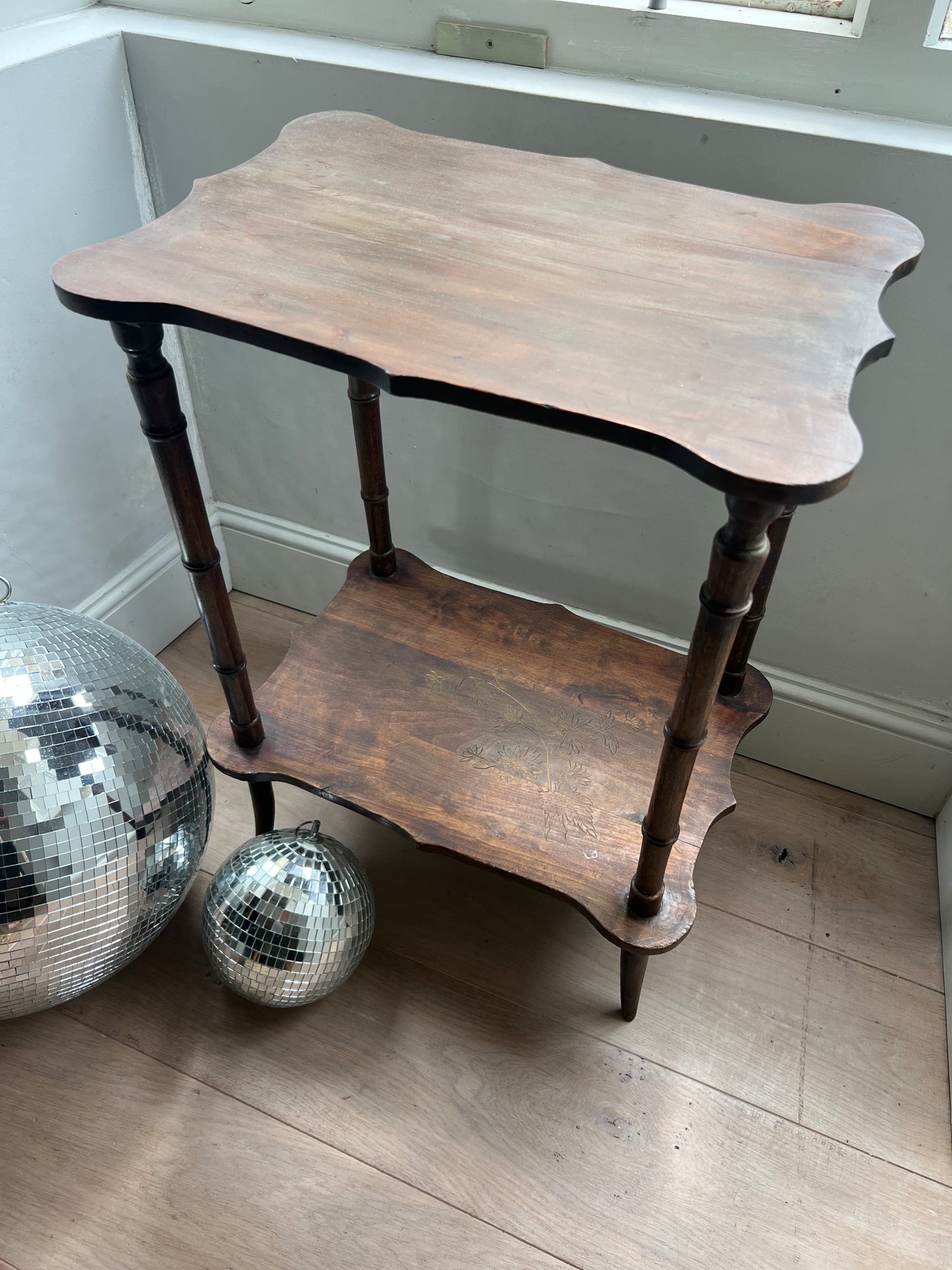 Antique French Faux Bamboo Two Tier Table