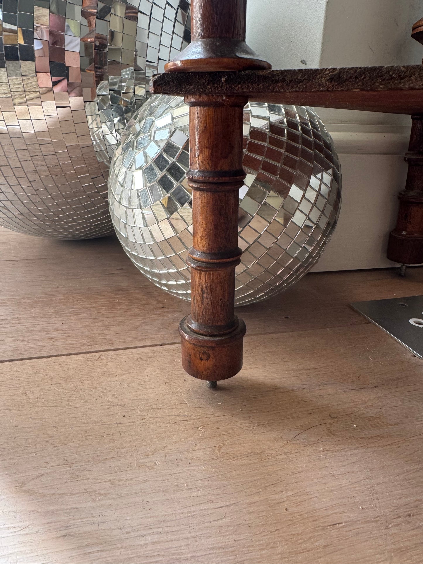 Vintage French Folk Art Bobbin Spool Side Table