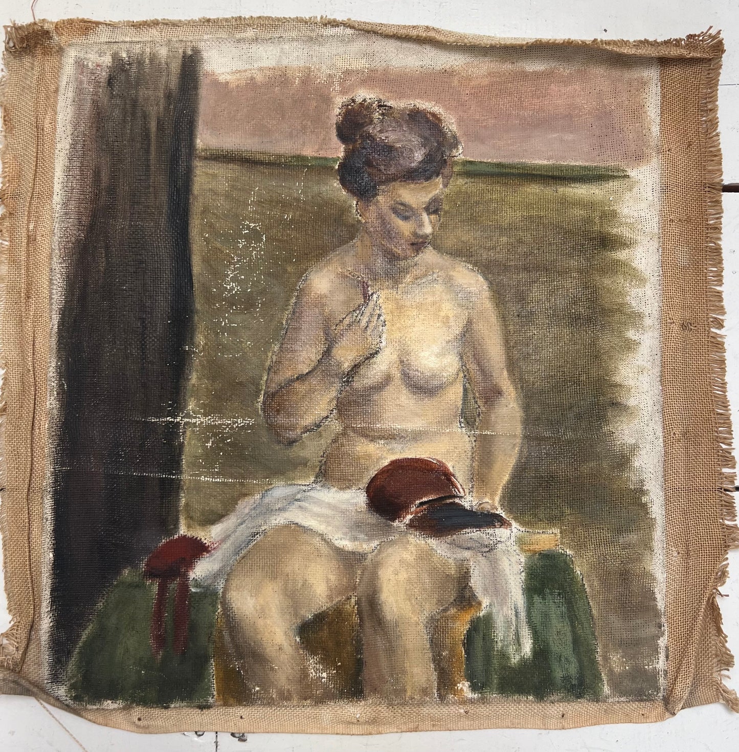 Mid Century Nude Oil On Canva