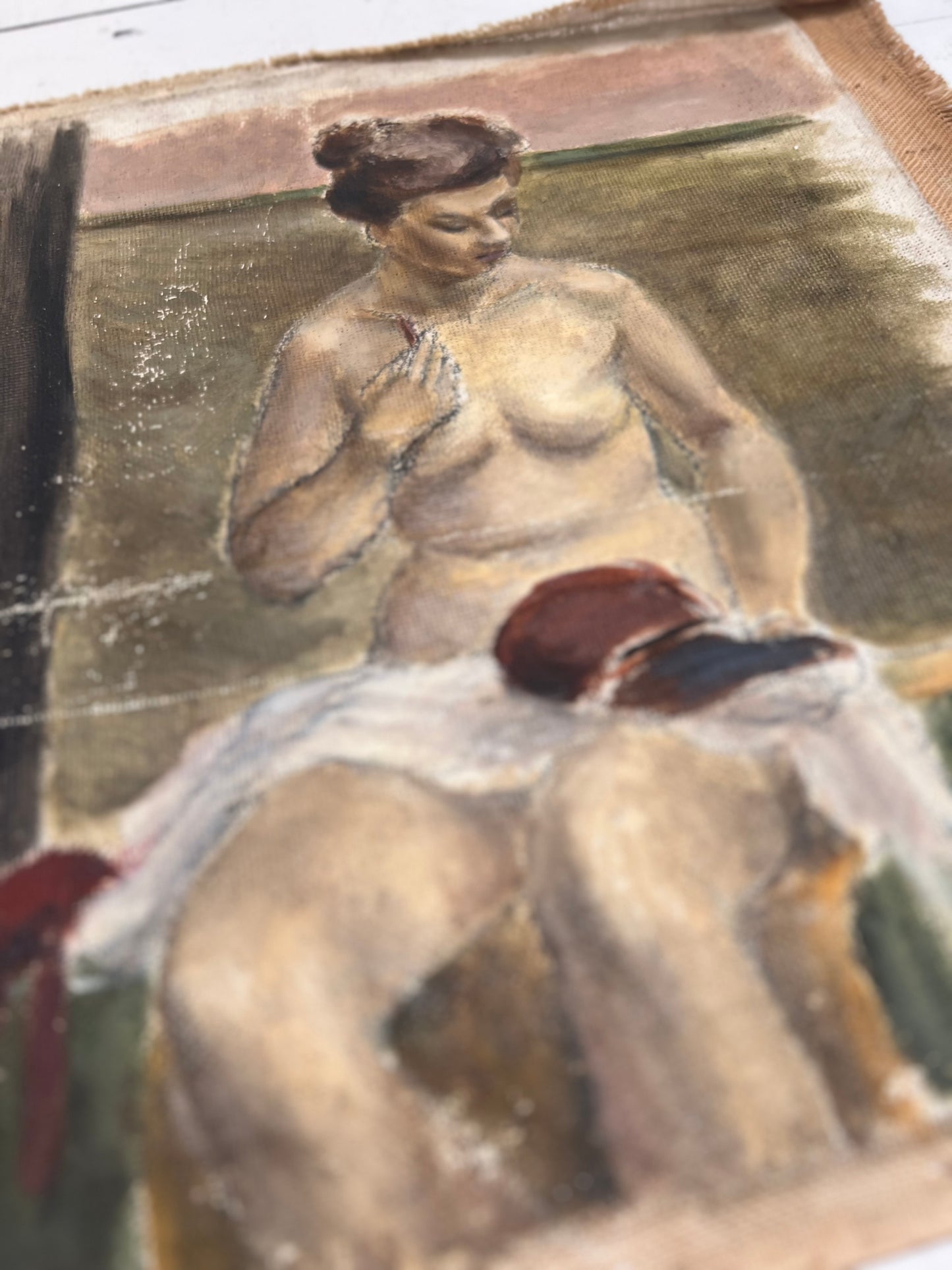 Mid Century Nude Oil On Canva