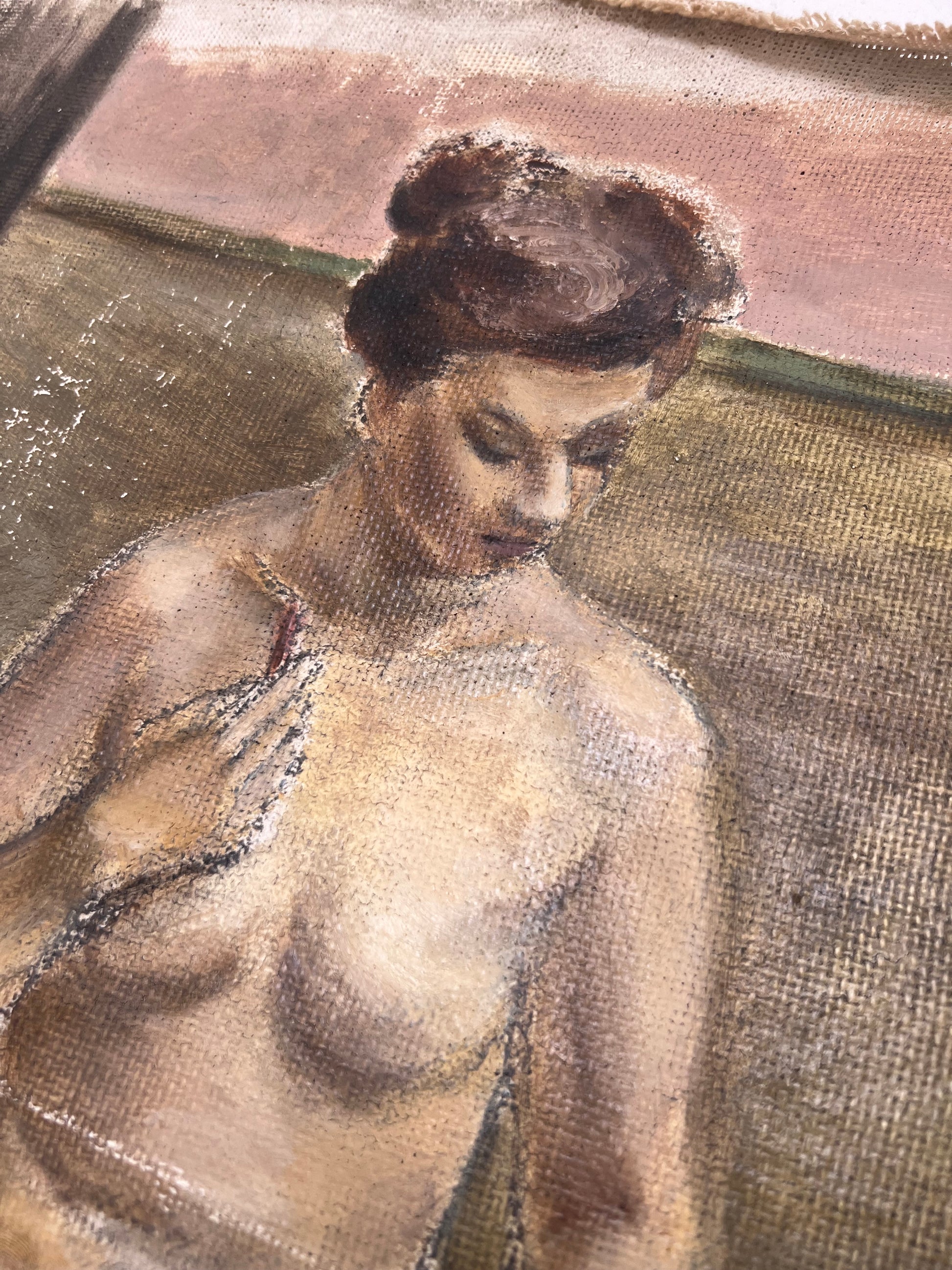 Mid Century Nude Oil On Canva