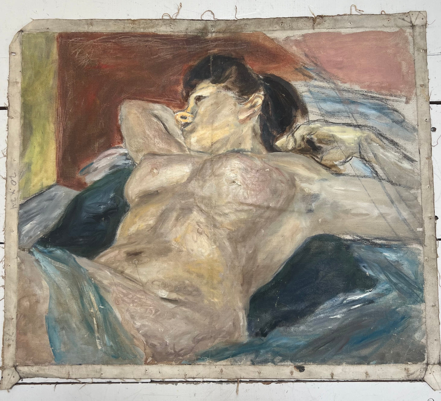 Mid Century Nude Oil On Canvas