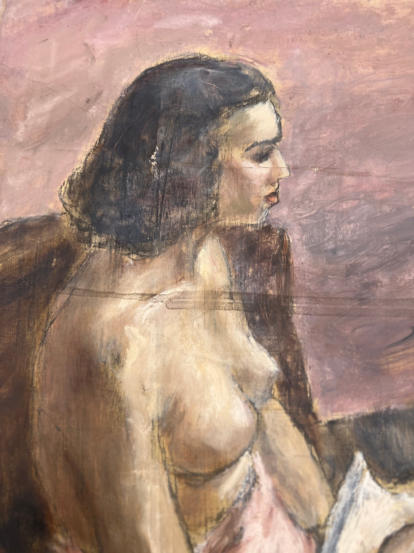 Mid Century Nude Oil On Canvas 4