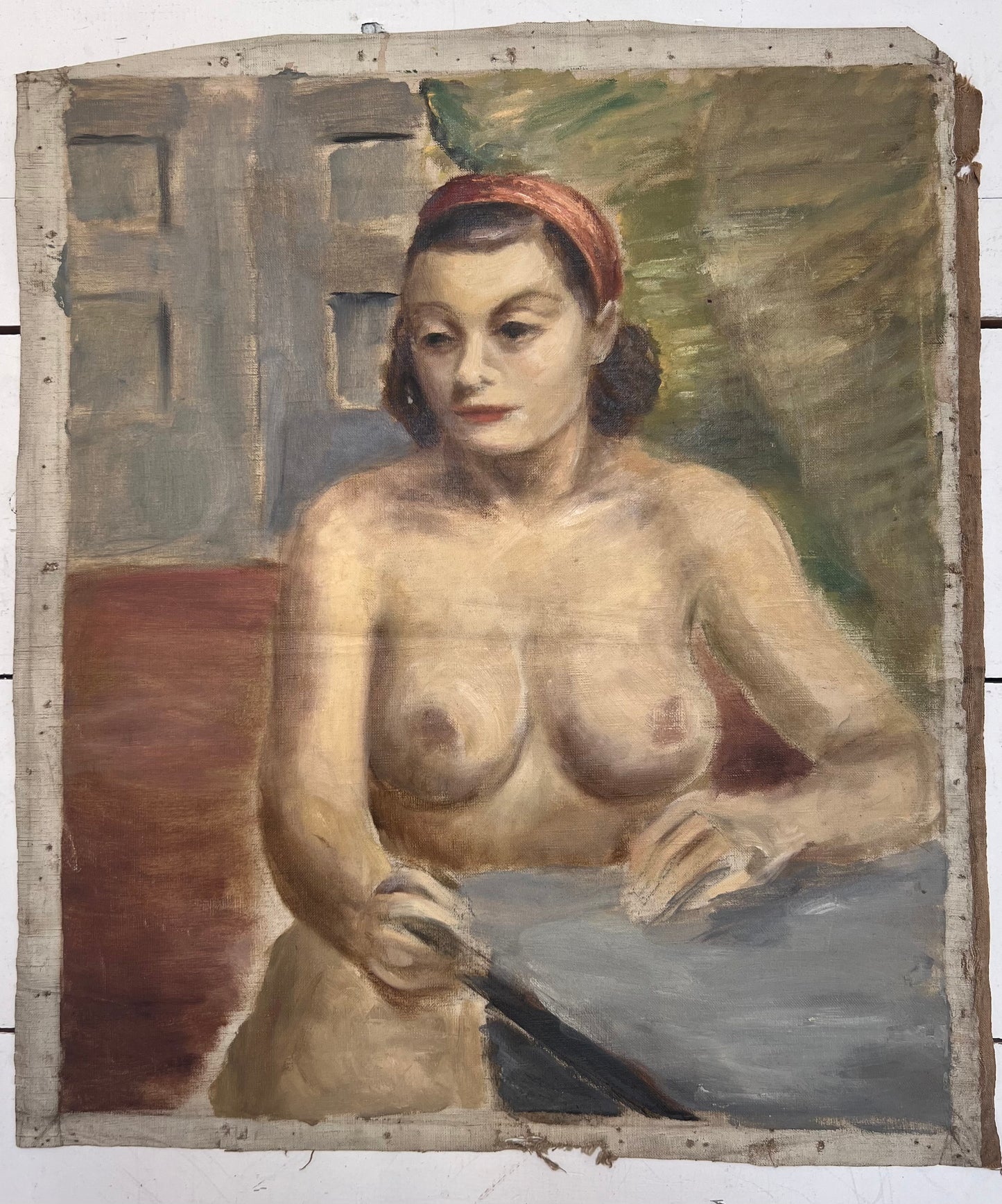 Mid Century Nude Oil On Canvas