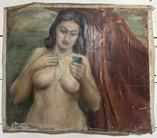 Mid Century Nude Oil On Canvas