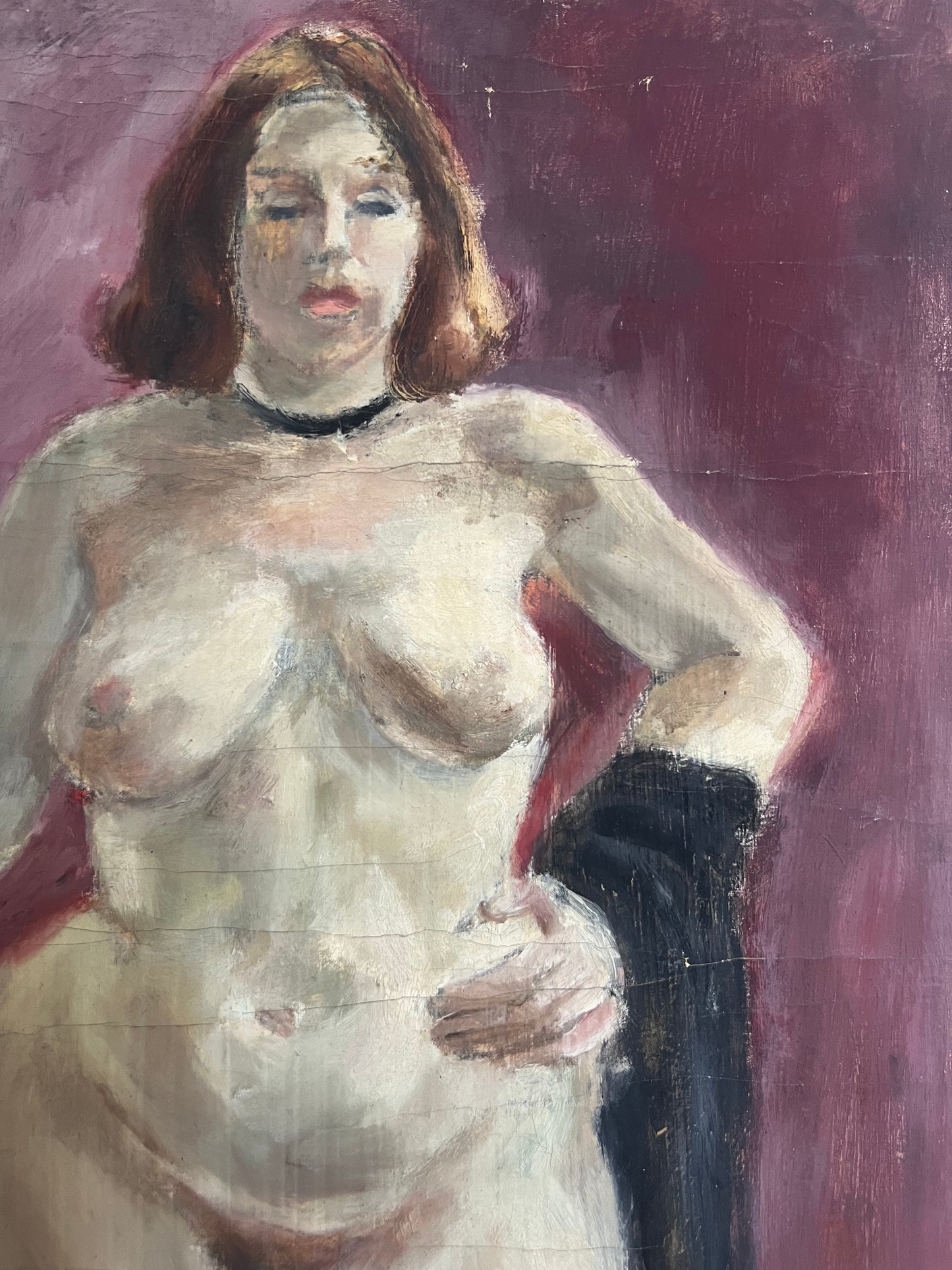 Mid Century Nude Oil On Canvas