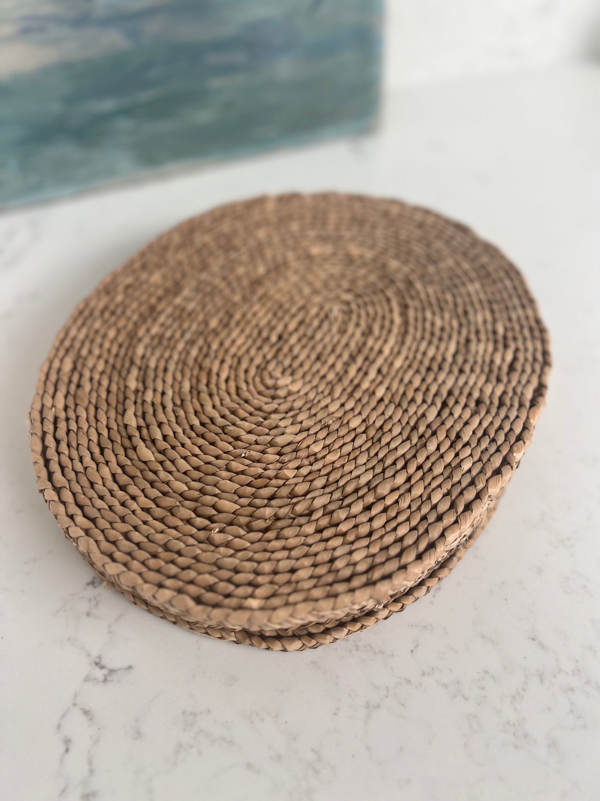 Set Of 5 Vintage Woven Oval Grass Placemats