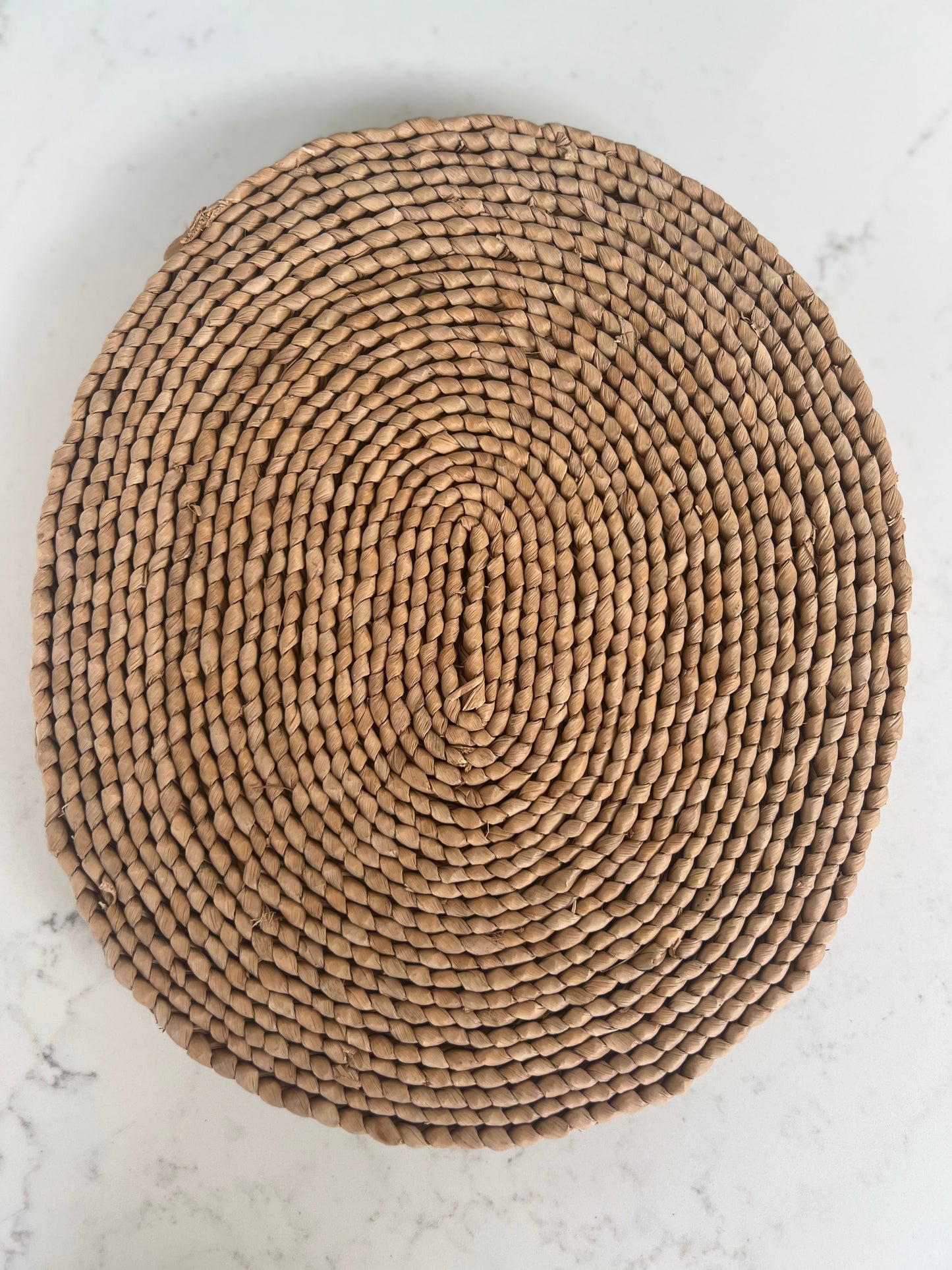 Set Of 5 Vintage Woven Oval Grass Placemats