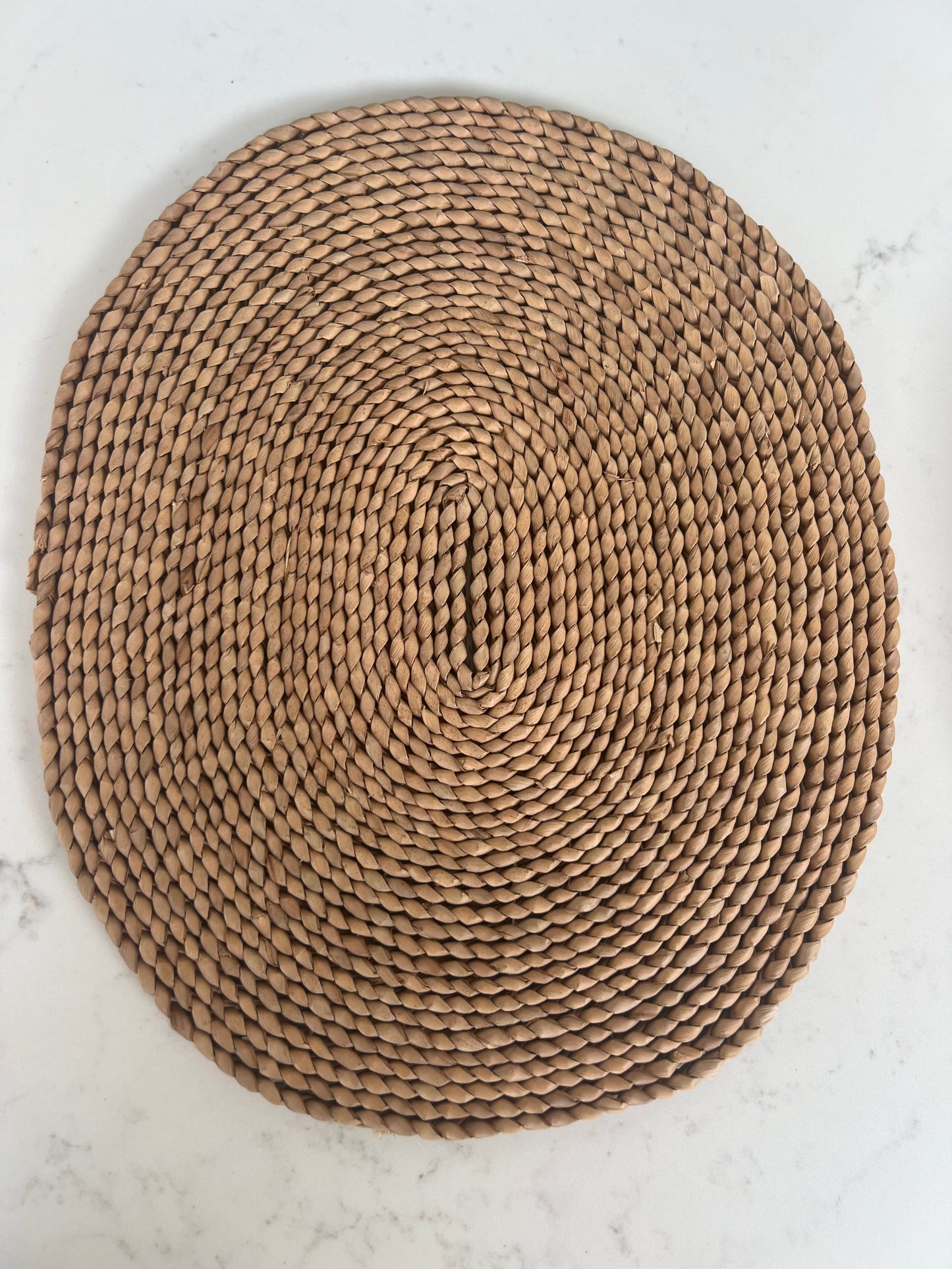 Set Of 5 Vintage Woven Oval Grass Placemats