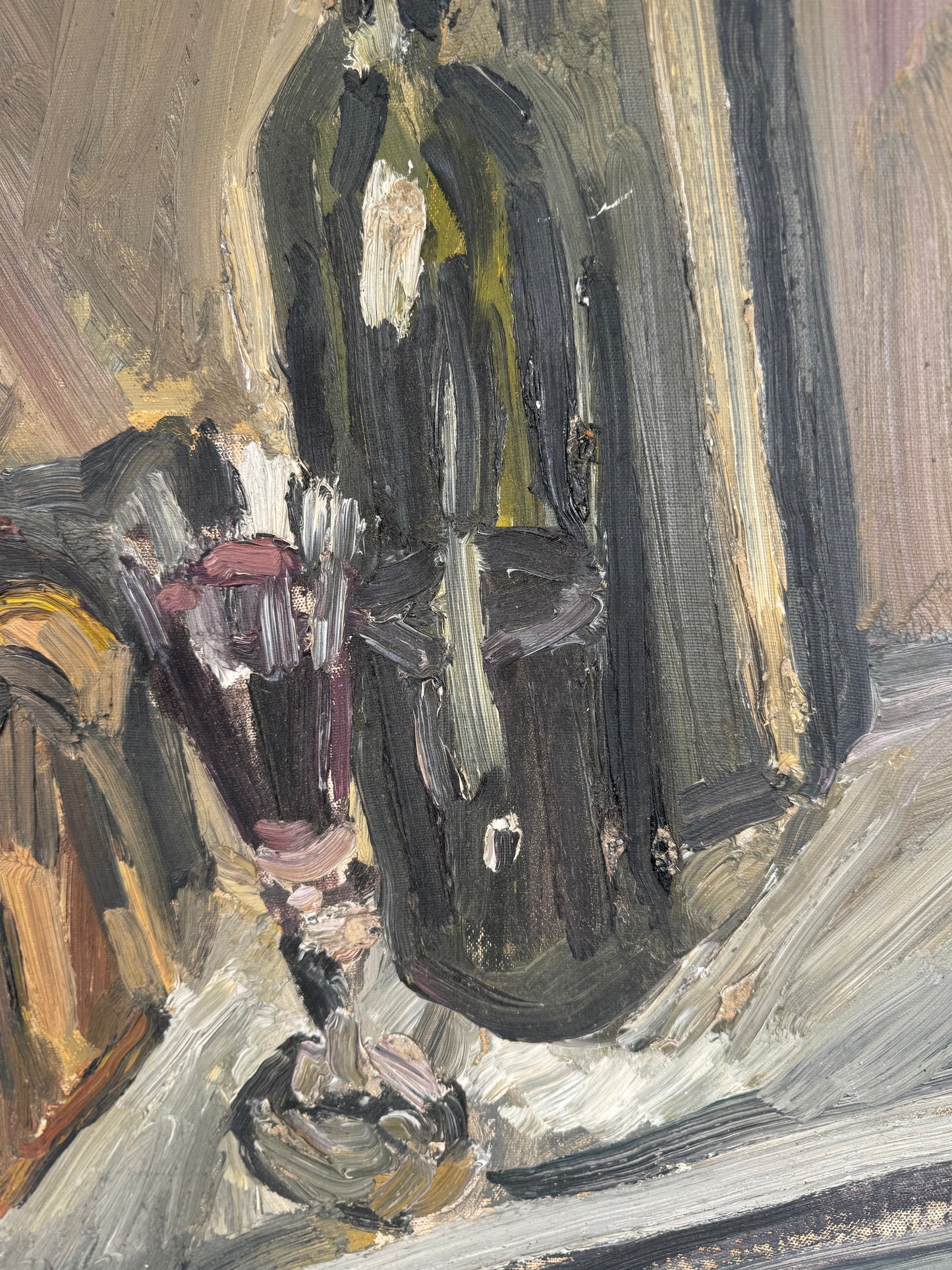 Vintage Mid Century Impasto Still Life Acrylic On Board