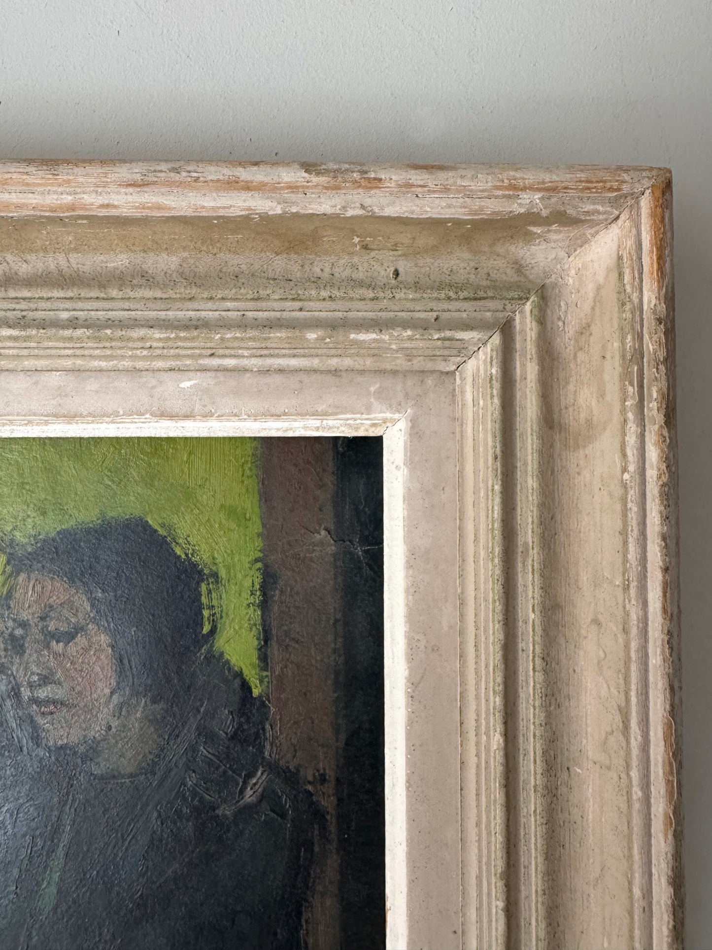 Vintage French Framed Seated Lady Study Oil On Paper