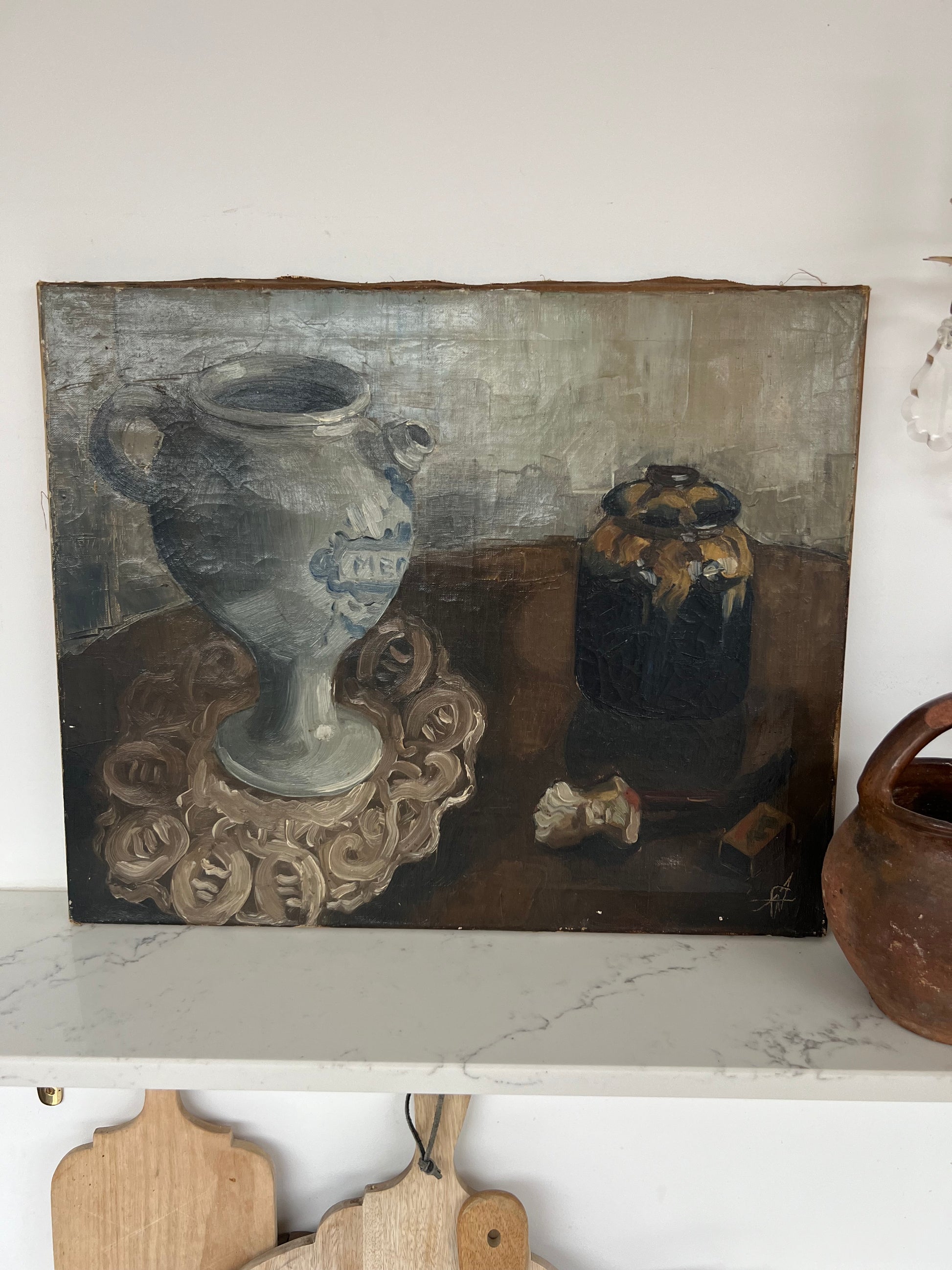 Vintage French Still Life Oil on Canvas 