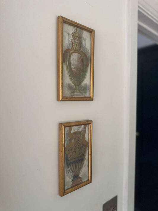 Pair Of Framed Decorative Vintage Urn Illustrations