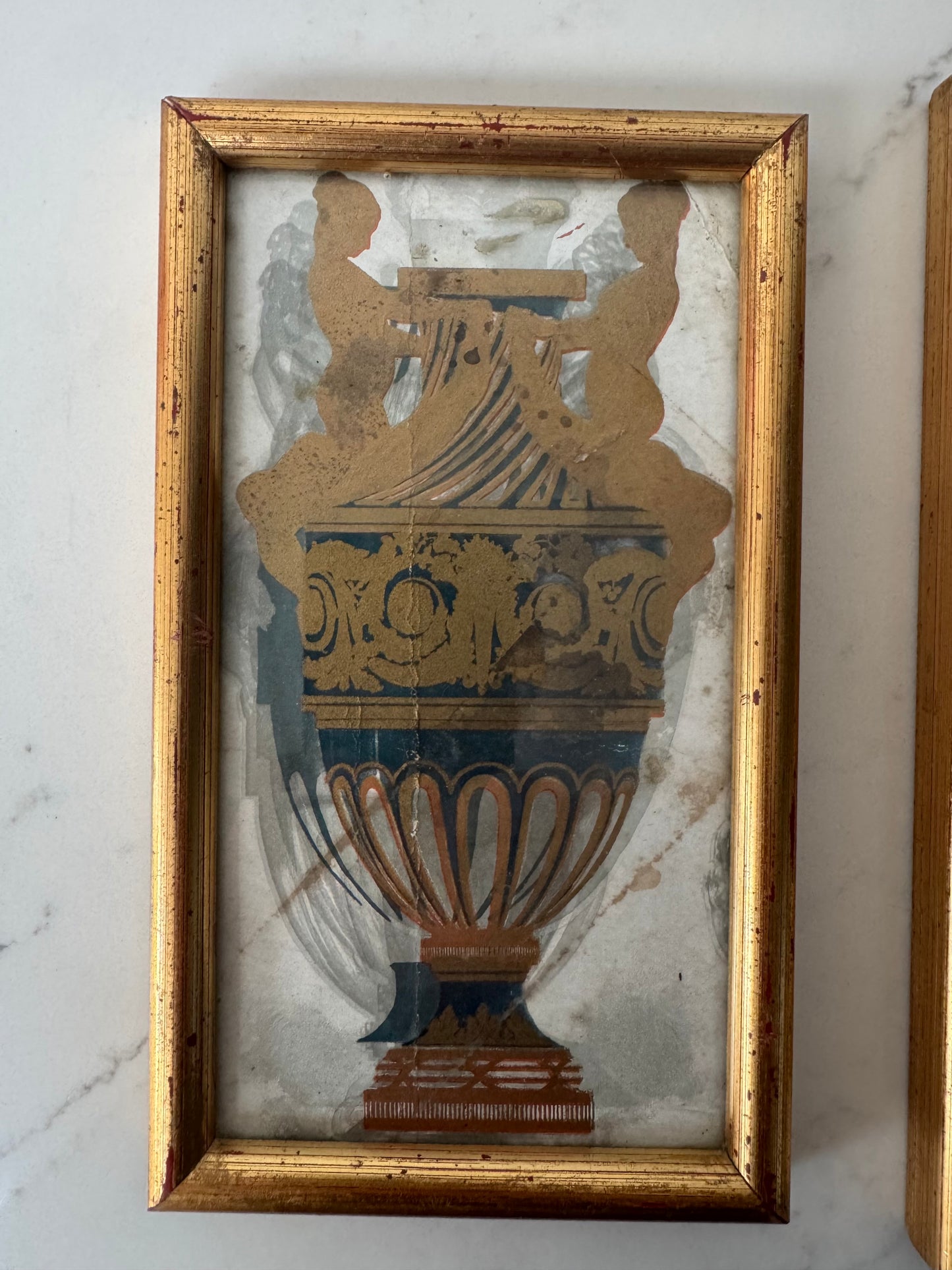 Pair Of Framed Decorative Vintage Urn Illustrations