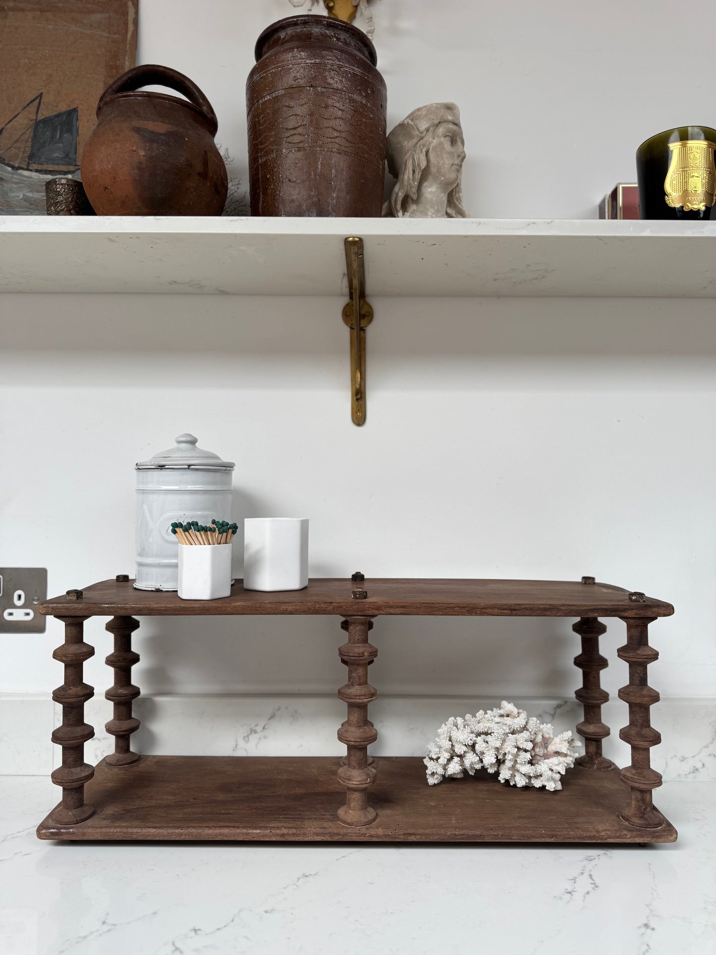 Vintage French Bobbin Spool Hanging Shelves