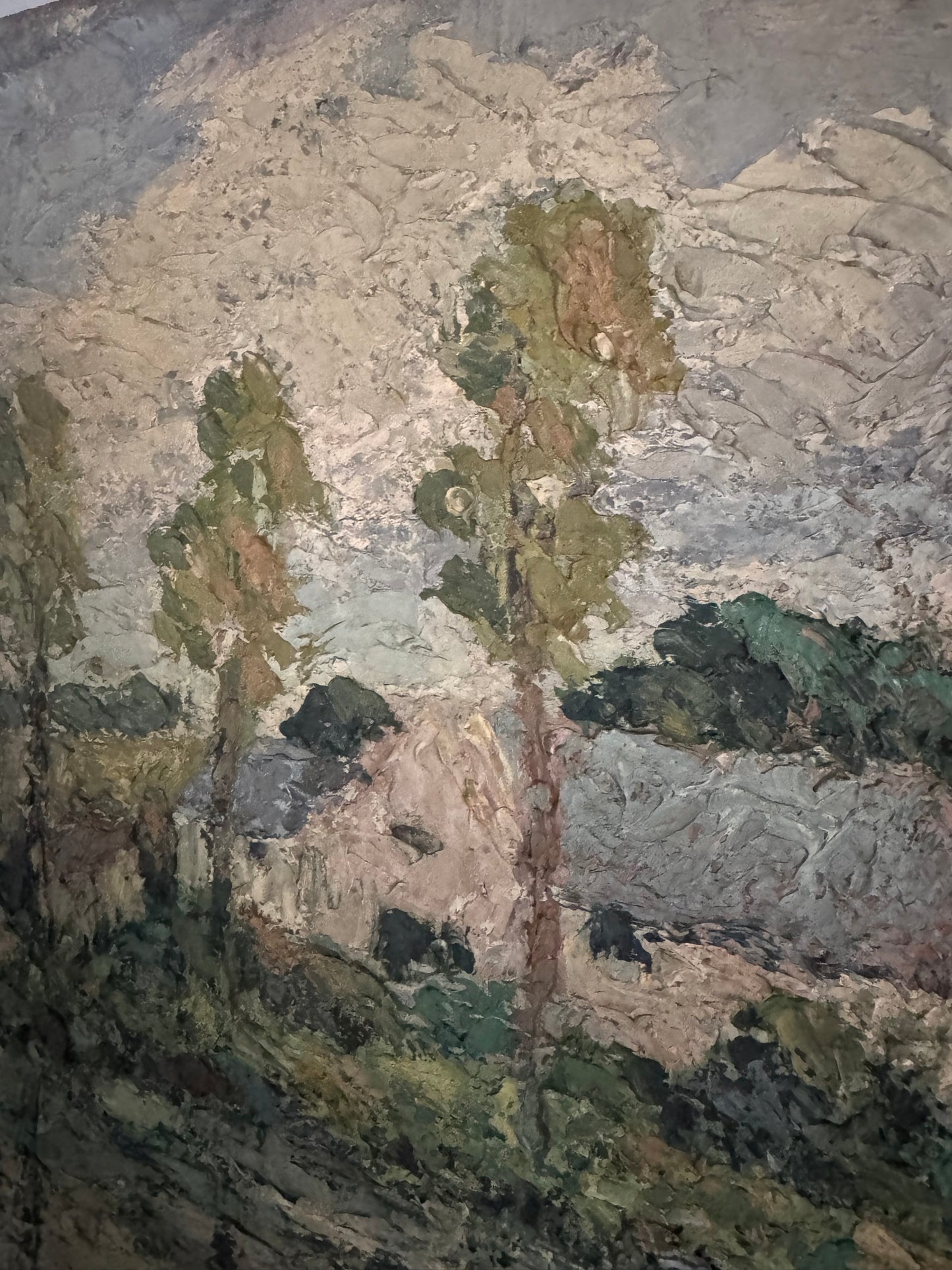 Vintage Impasto Rural Scene Oil on Canvas