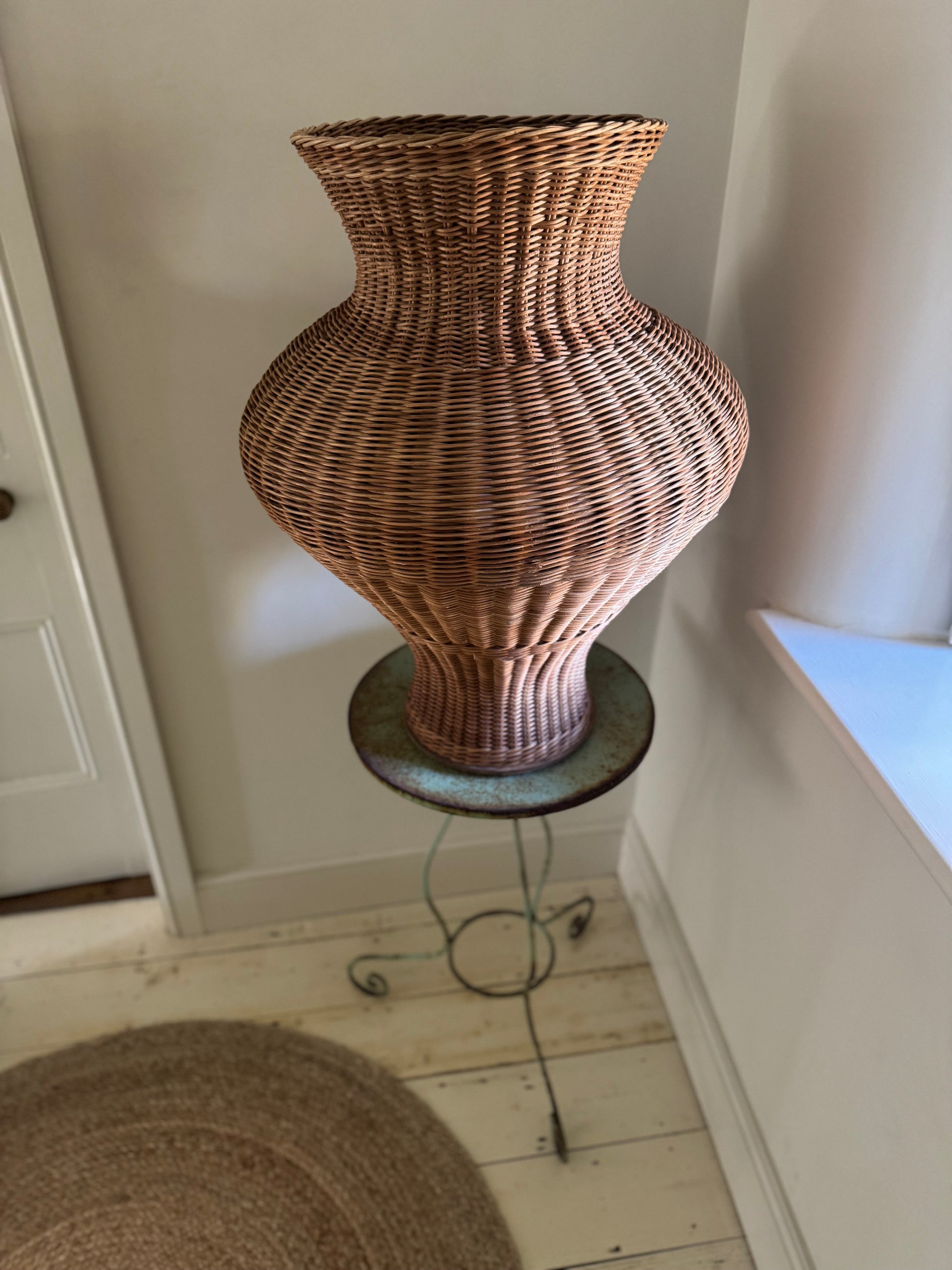 Very Large Vintage Rattan Vase