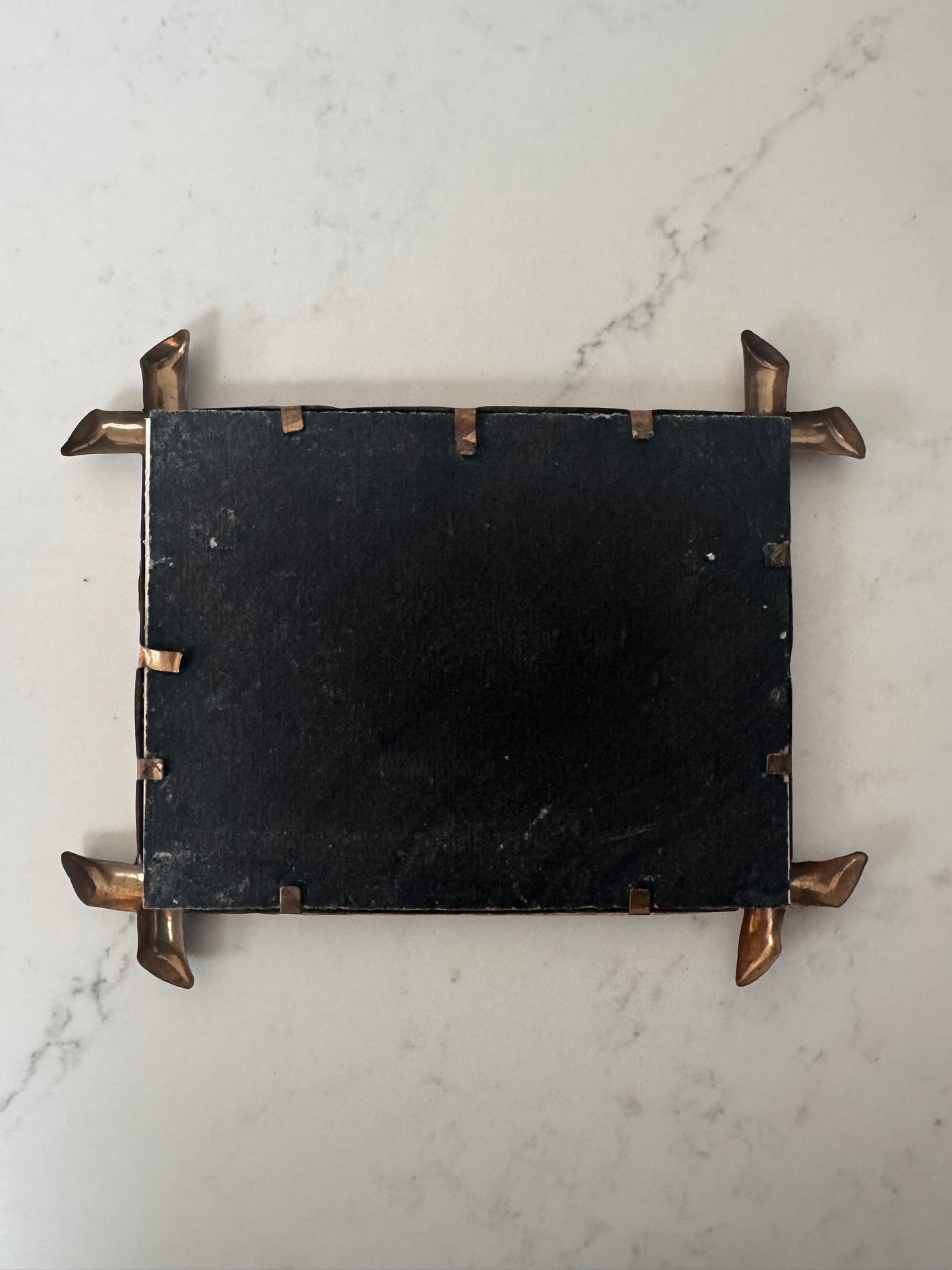 Small Vintage Nude Dry Point Print In French Faux Bamboo Brass Frame