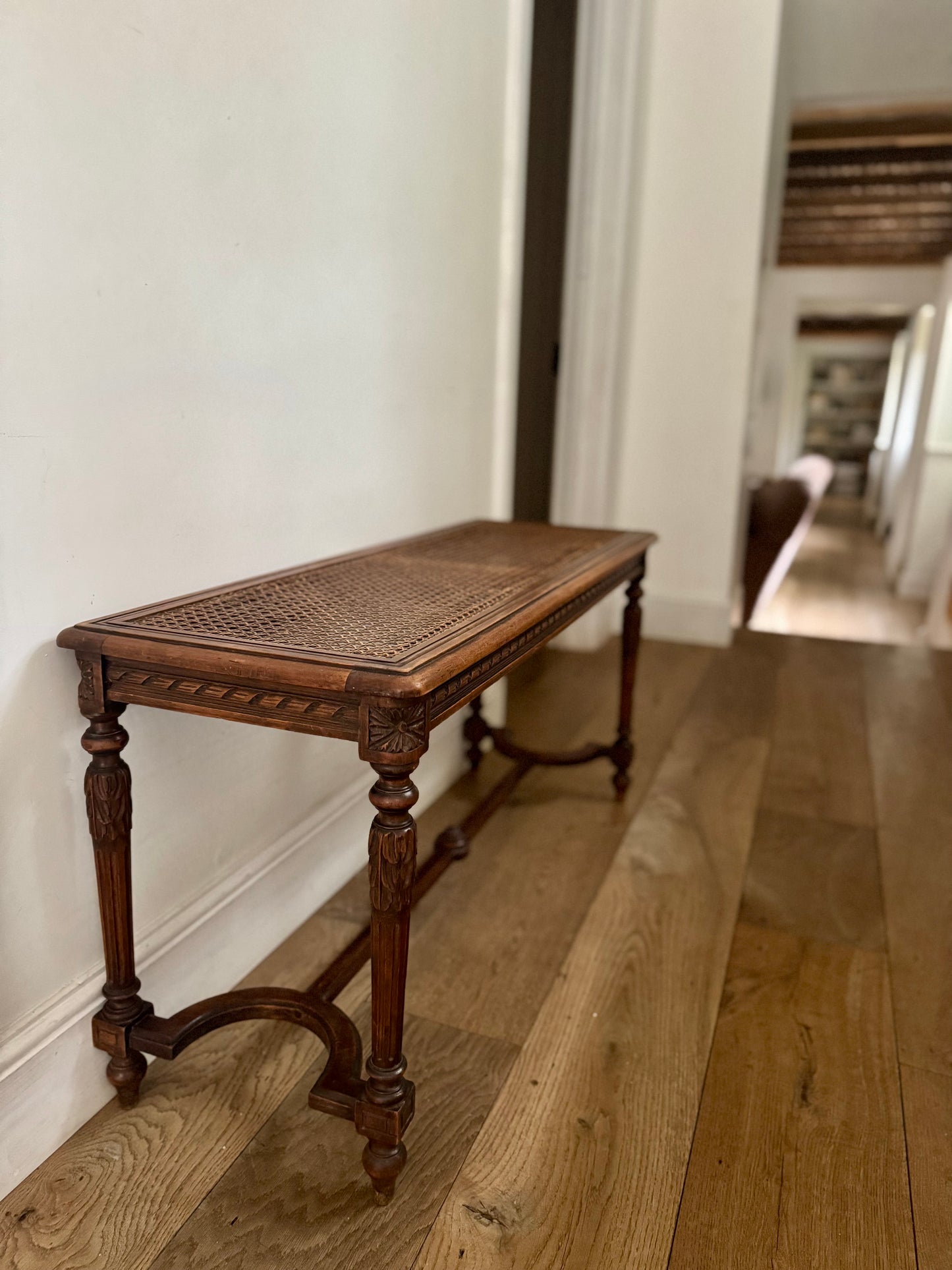 Antique French Caned Bench