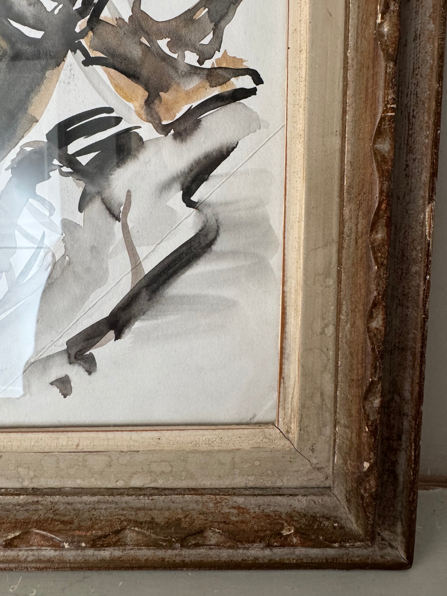 Beautiful Watercolour Nude Figure Study In Stunning Vintage French Frame