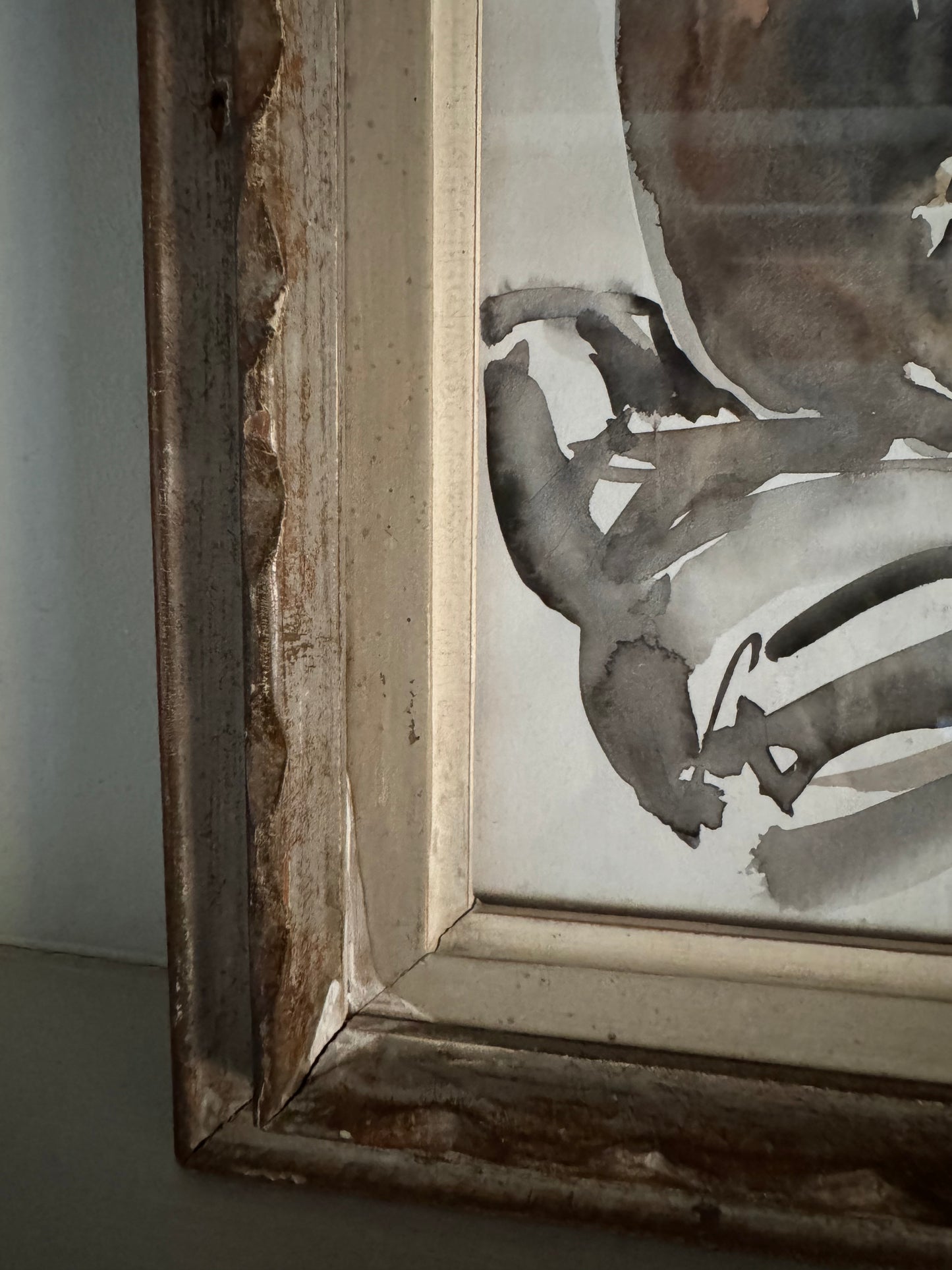 Beautiful Watercolour Nude Figure Study In Stunning Vintage French Frame