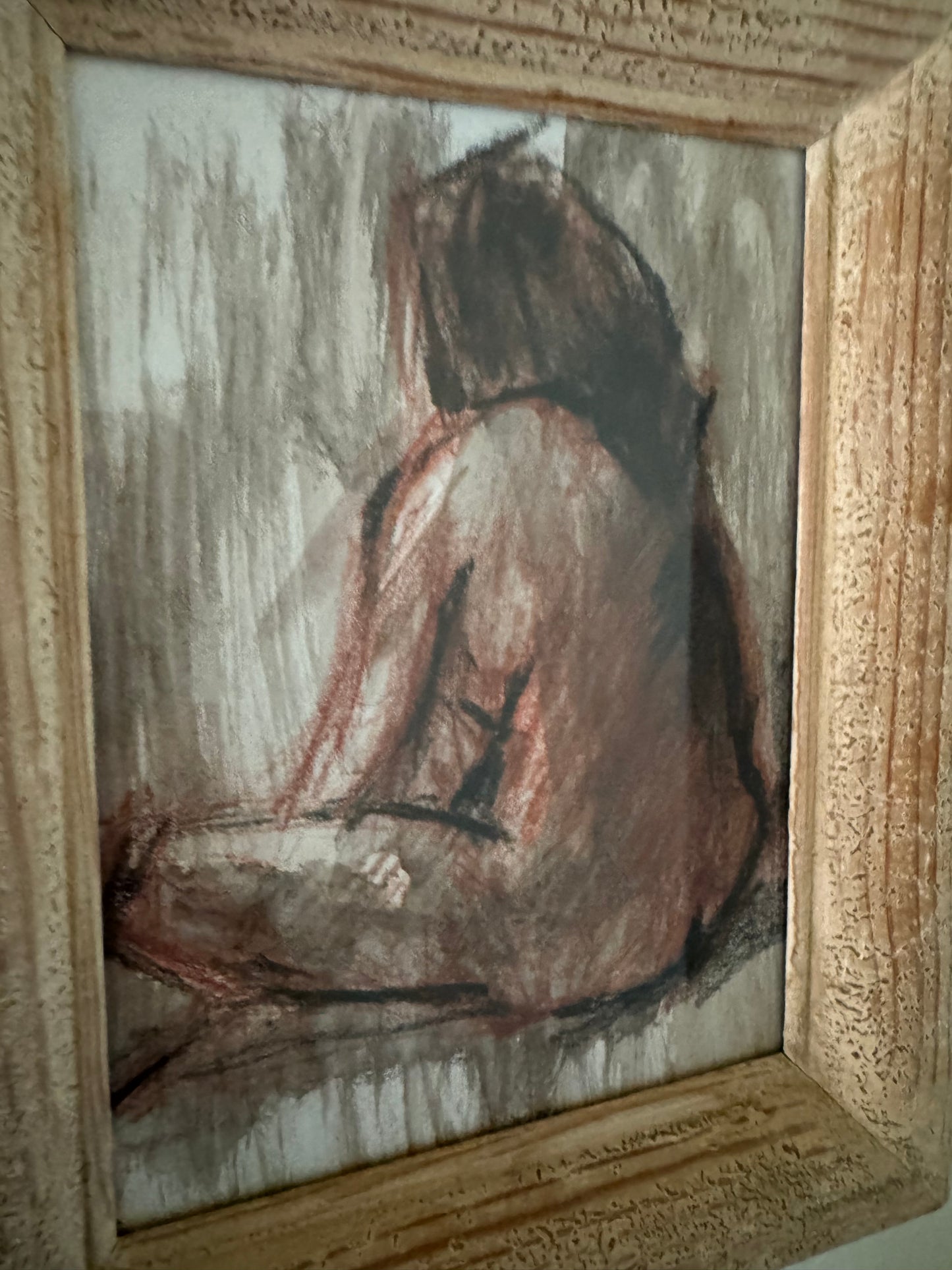 Small Vintage Pencil & Watercolour In Vintage French Frame