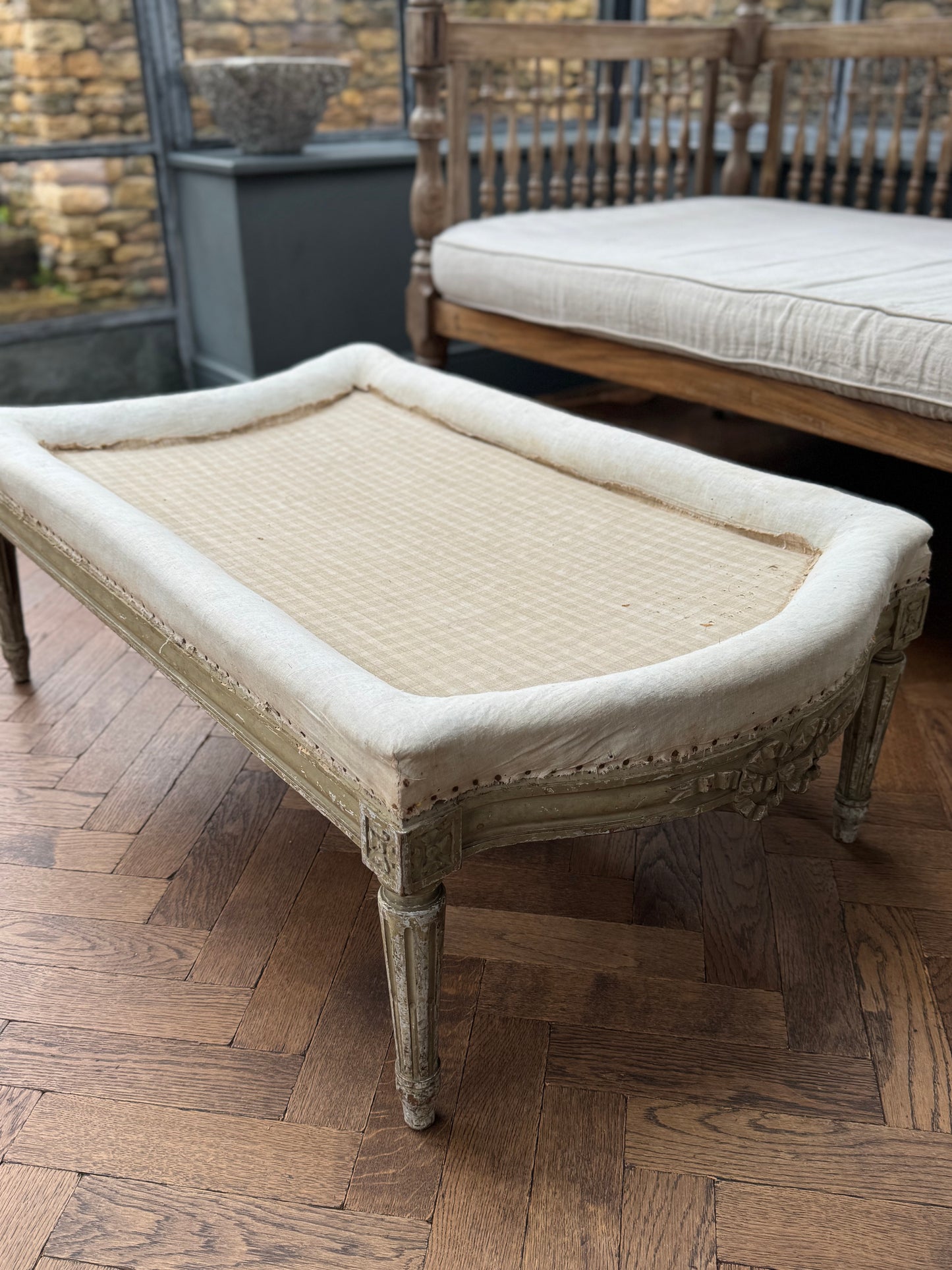 Antique Louis XVI Style Footstool Ottoman