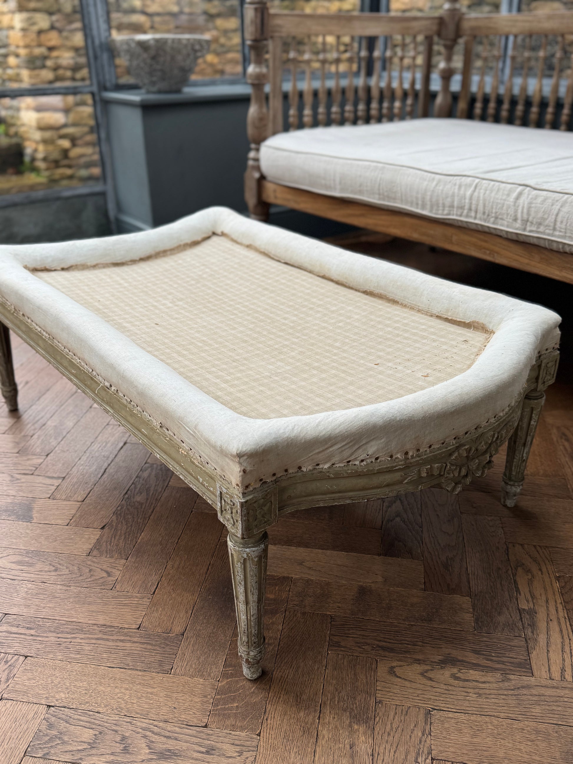 Antique Louis XVI Style Footstool Ottoman