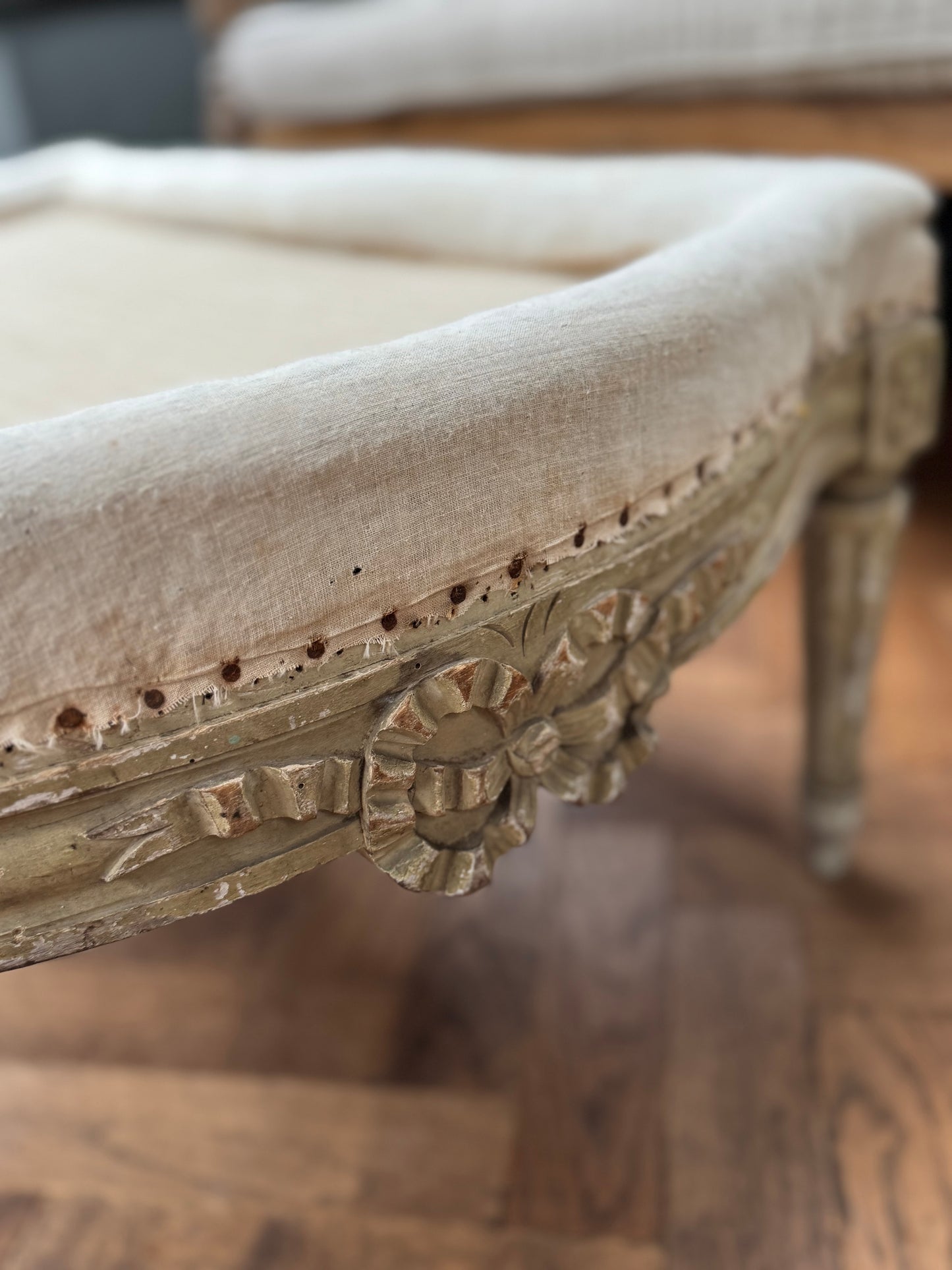 Antique Louis XVI Style Footstool Ottoman