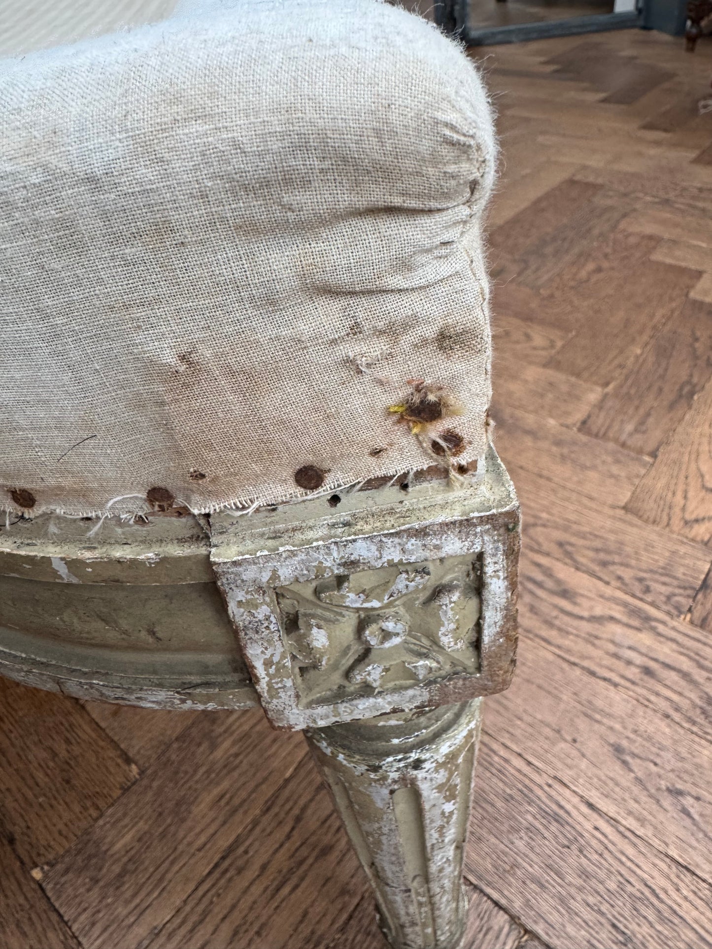 Antique Louis XVI Style Footstool Ottoman