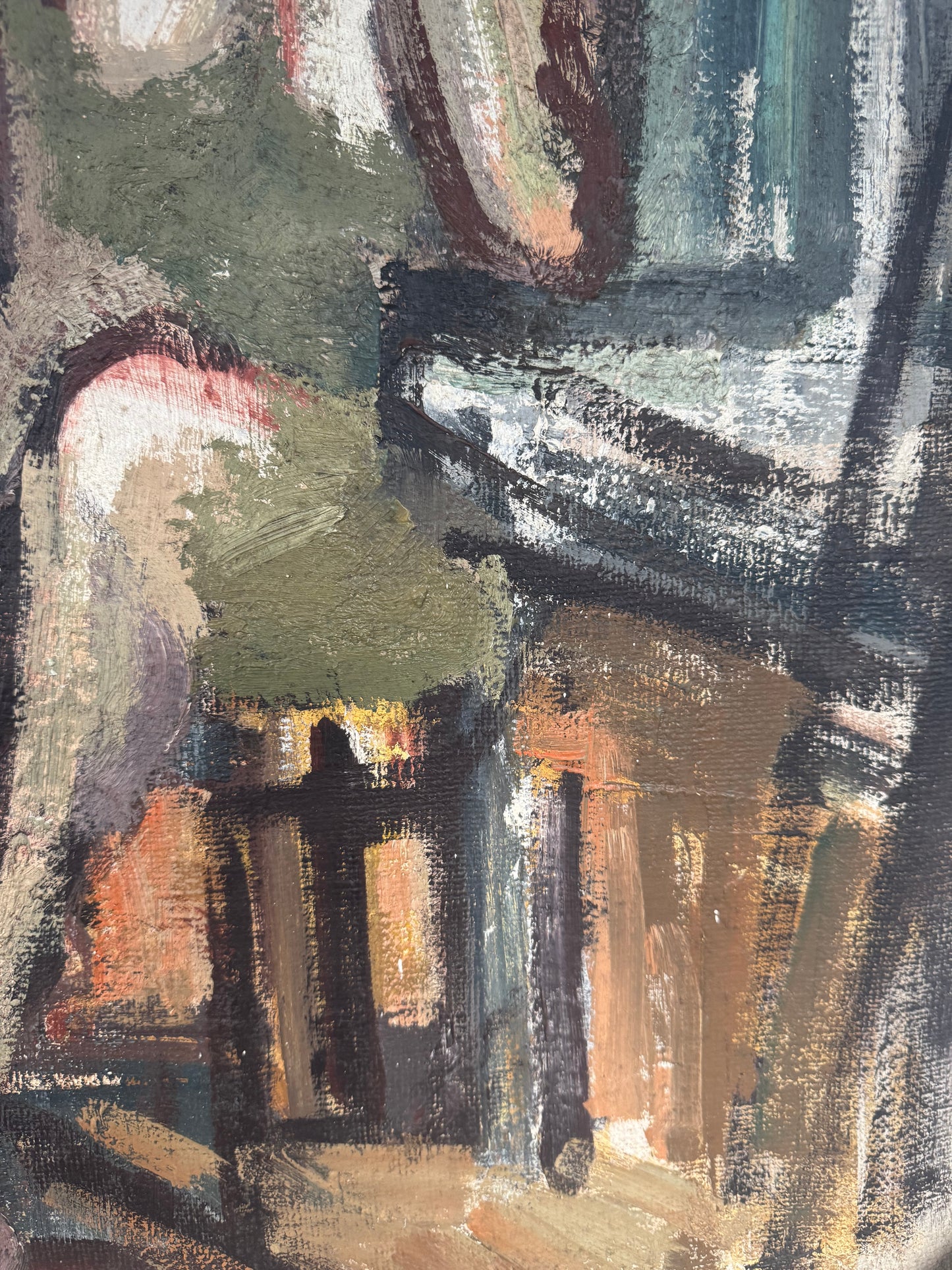 Mid Century Expressionistic Nude, Double Sided Oil On Canvas