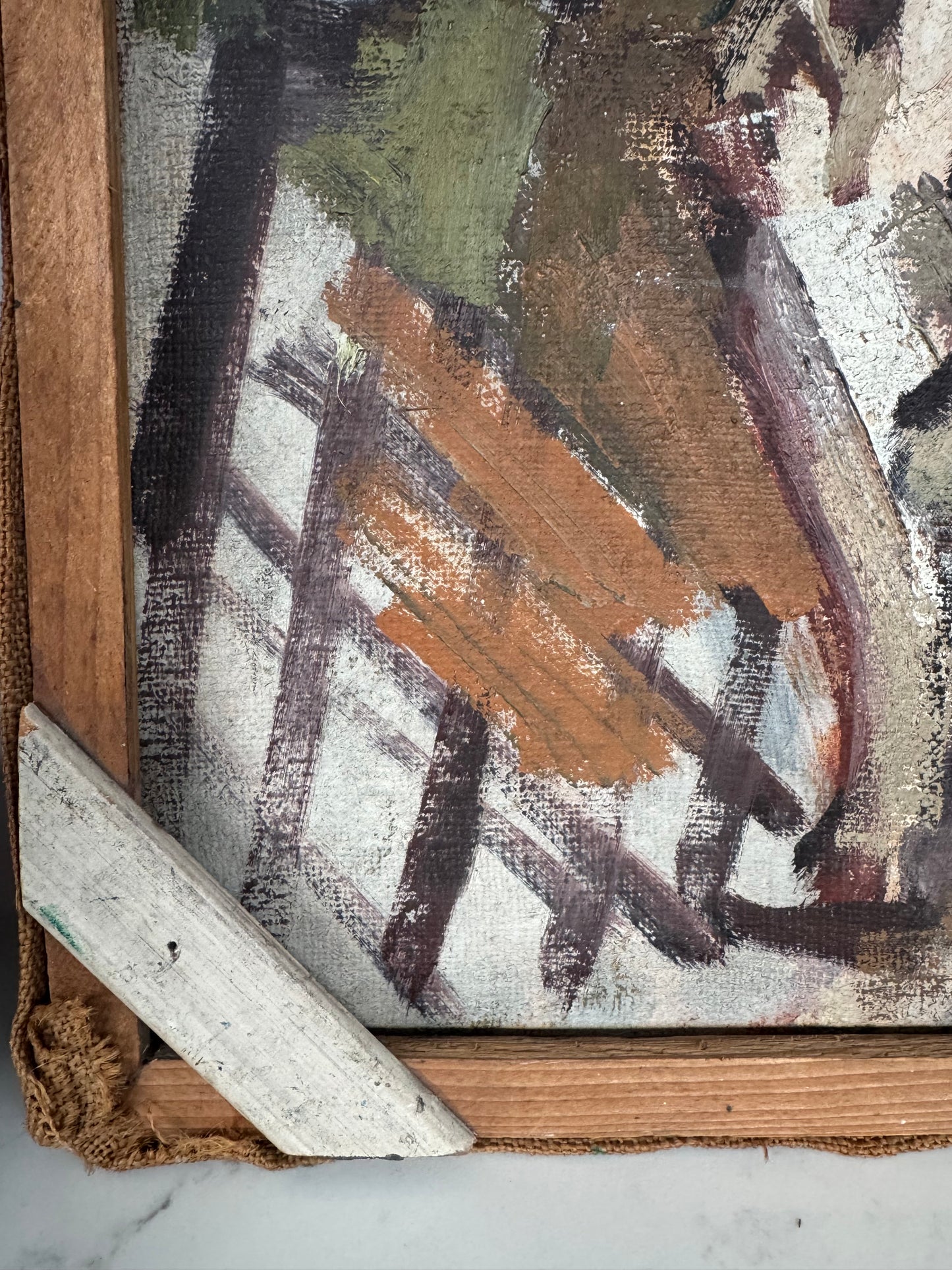 Mid Century Expressionistic Nude, Double Sided Oil On Canvas