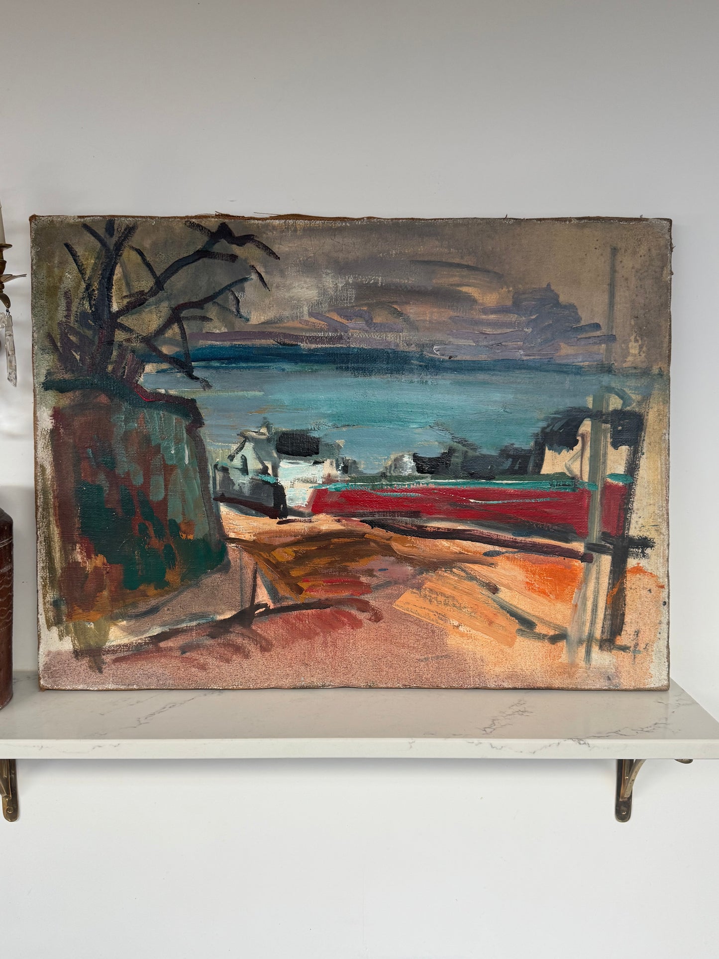 Mid Century Expressionistic Nude, Double Sided Oil On Canvas